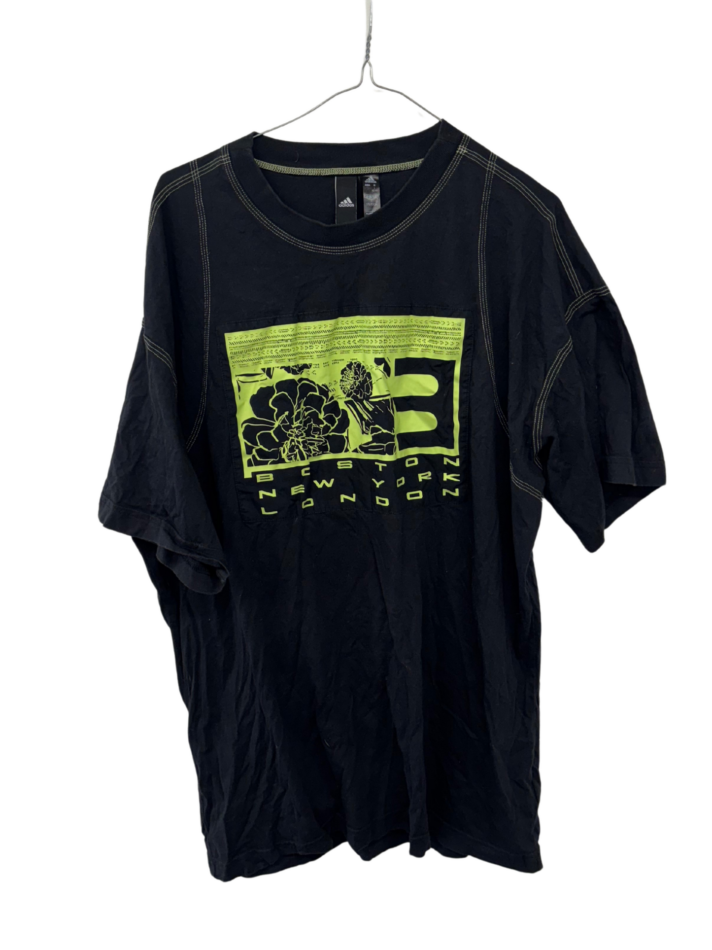 Dark Grey Short Sleeve T Shirt with Light Green Accents