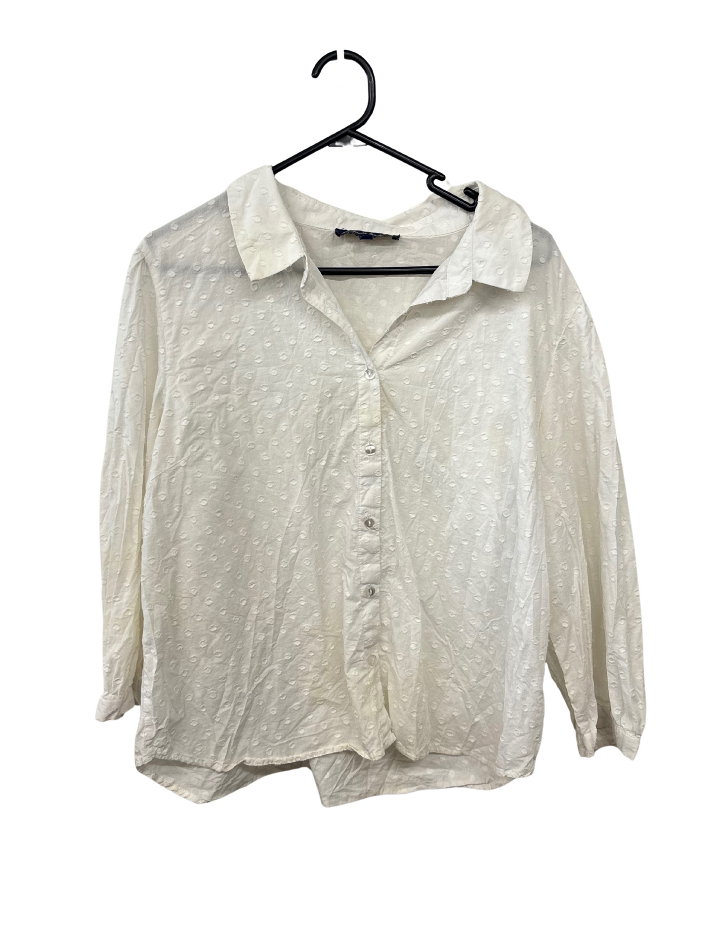 White 3/4 Sleeve Button Up Cropped Top