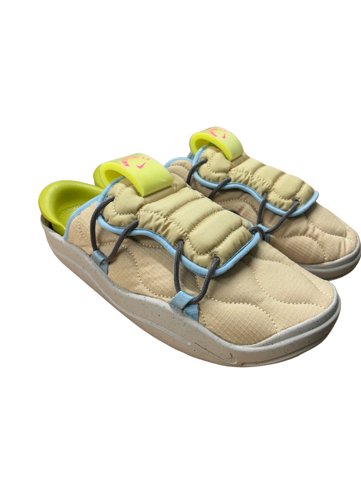Cream & Blue Padded Slides