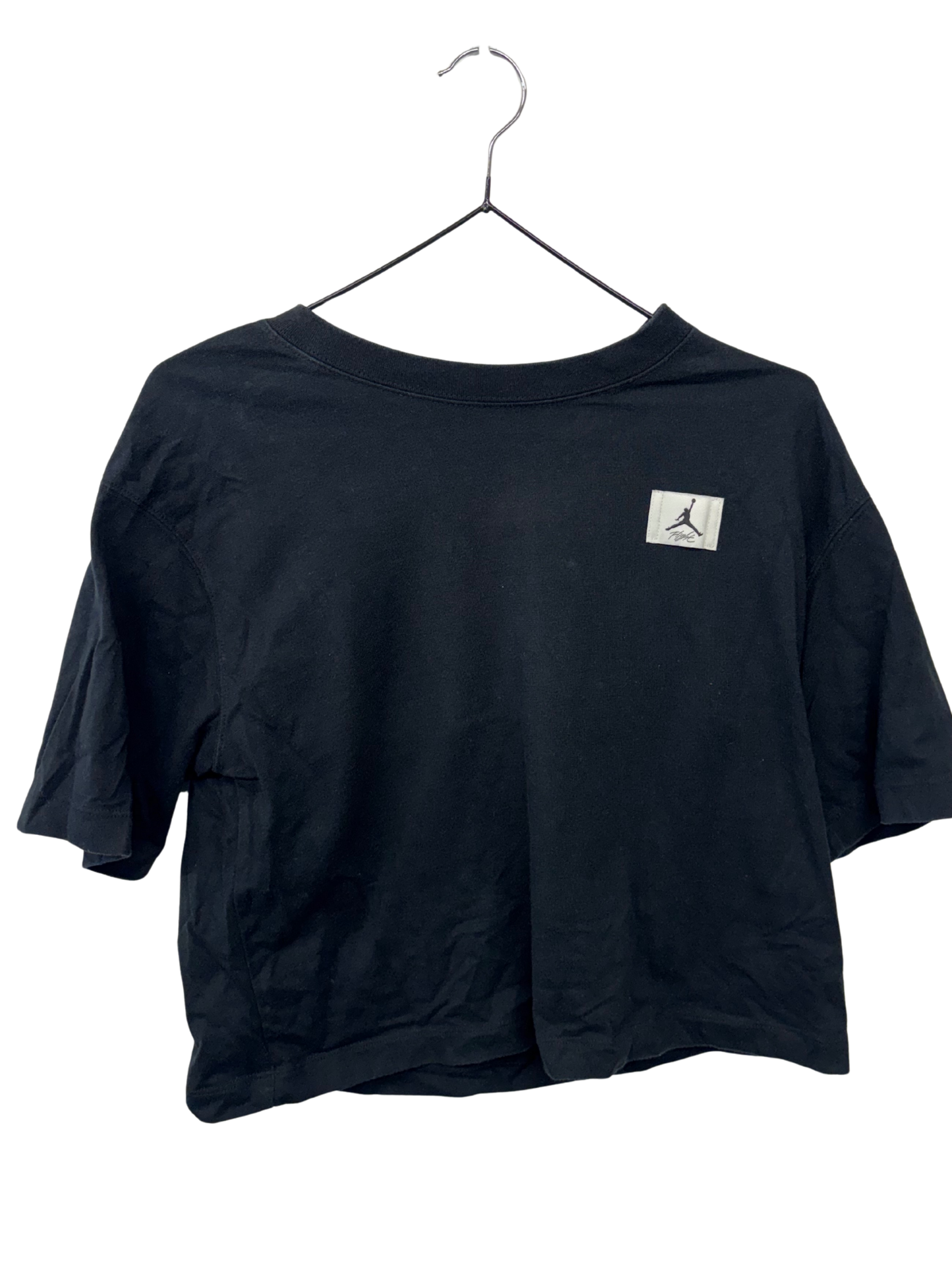 Black Short Sleeve Crop T Shirt with Jordan Jump Logo