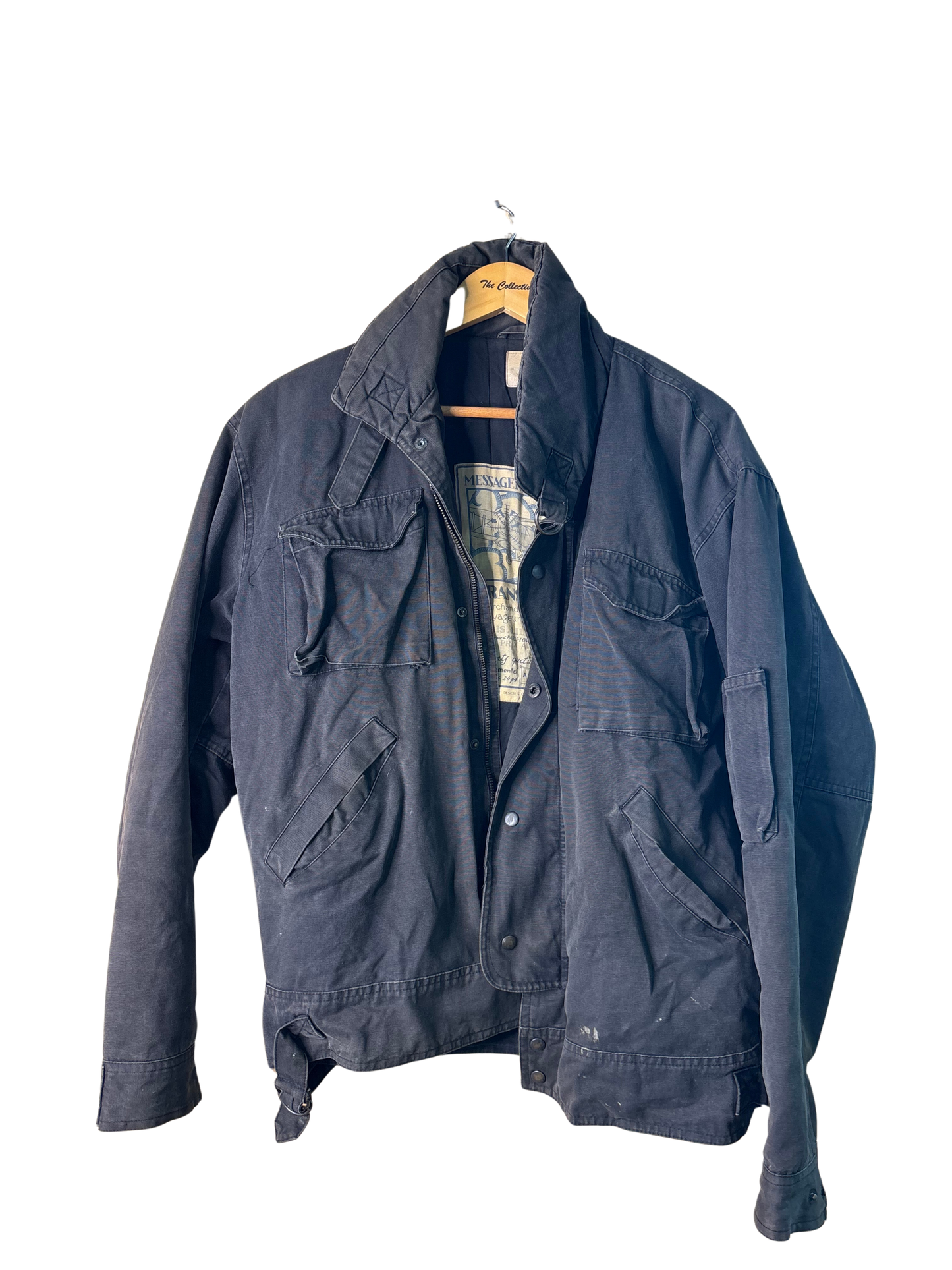 Vintage Black/Grey Distressed Aviation Style Jacket