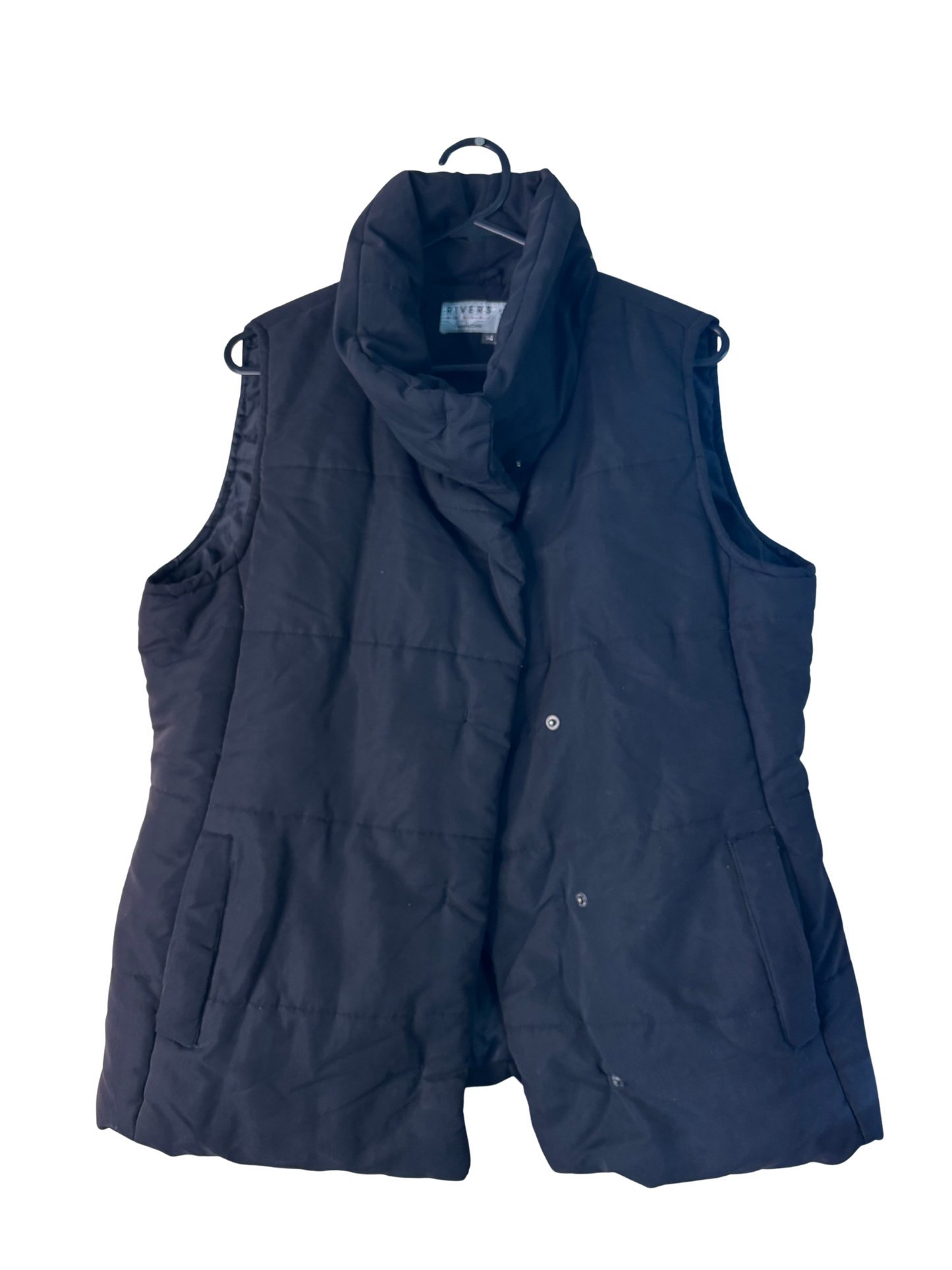 Black Funnel Neck Puffer Vest