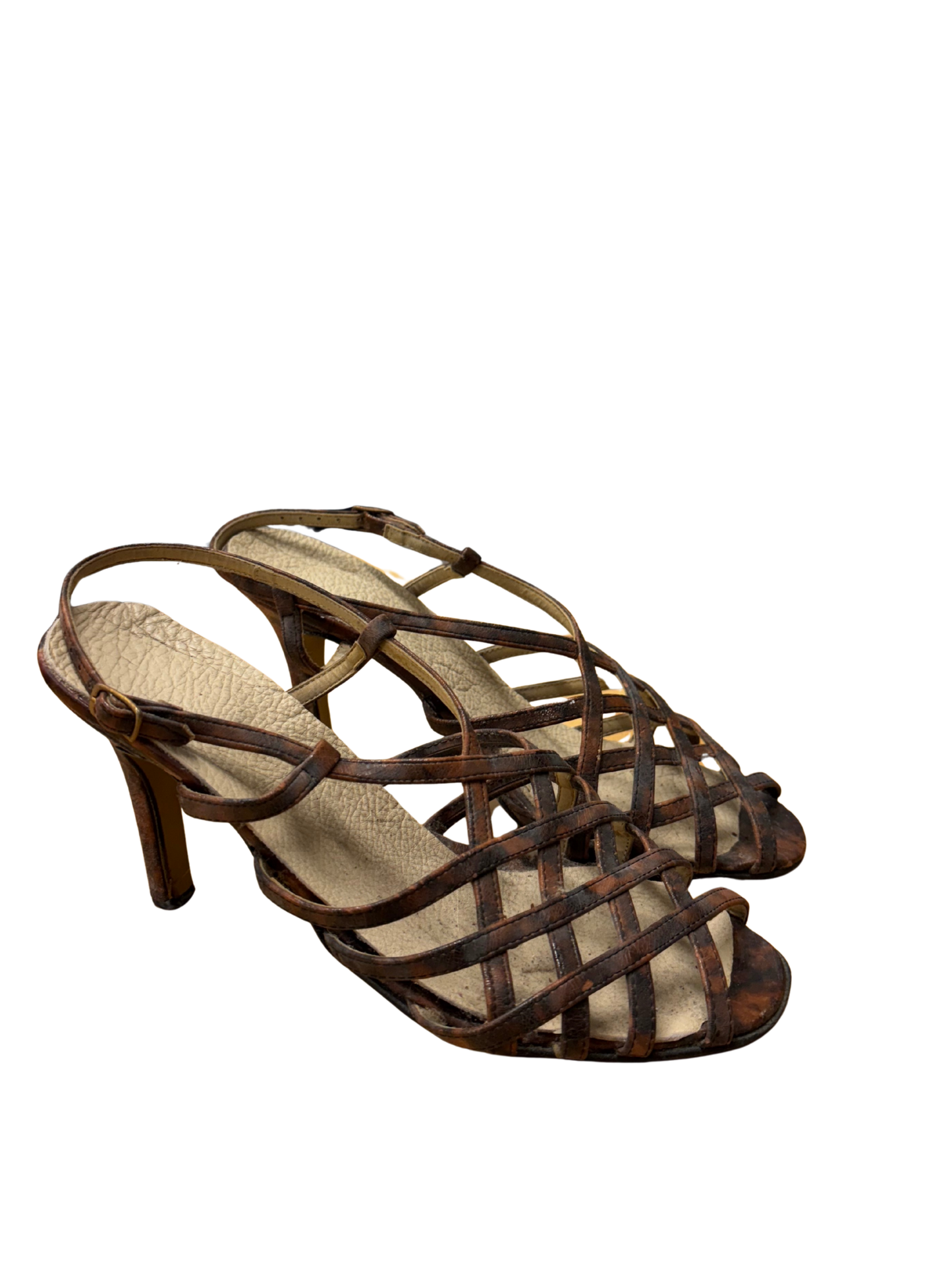 Vintage Black & Brown Strappy Heels