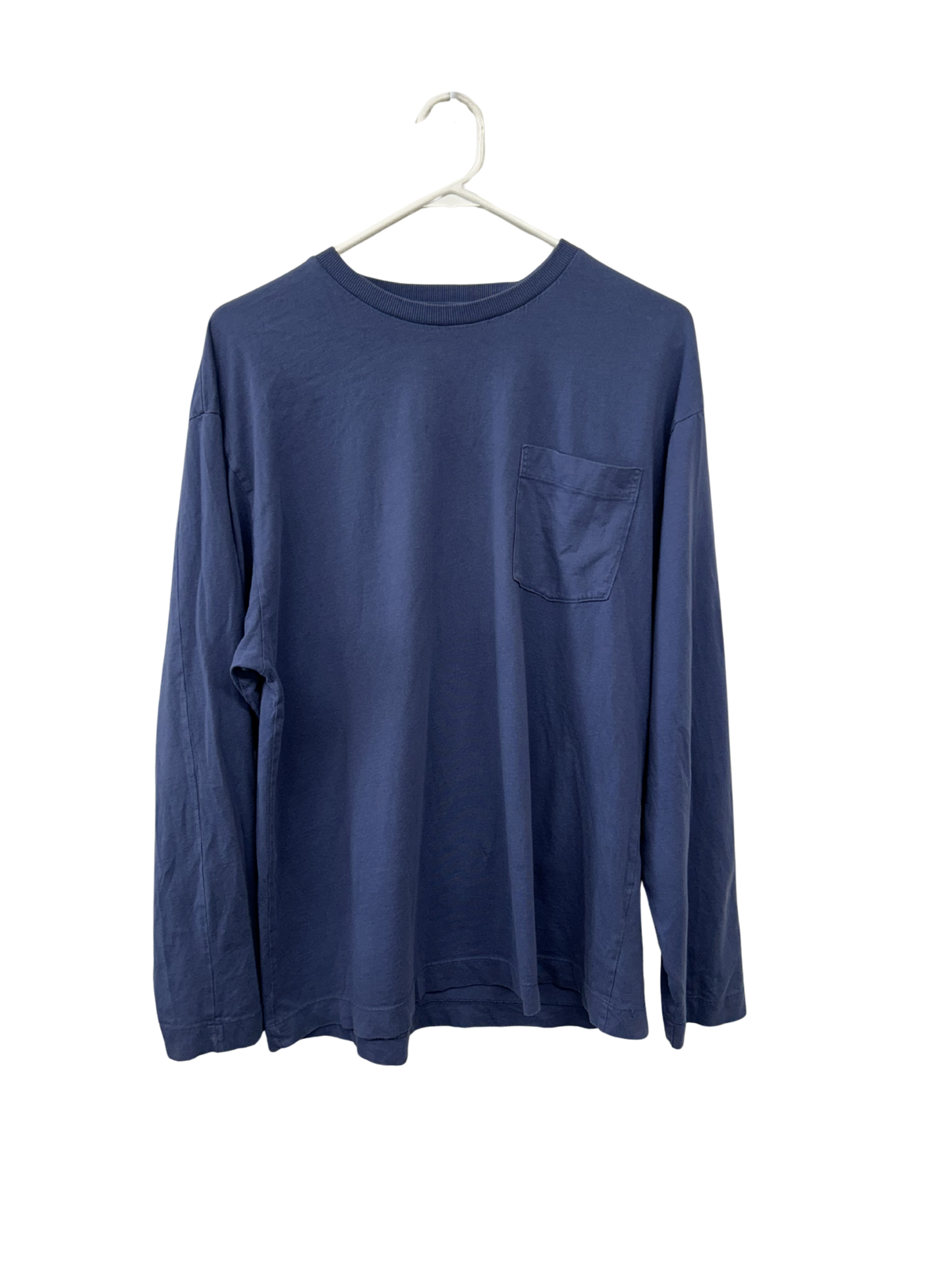 Blue Relaxed Long Sleeve Shirt with White Back Graphic