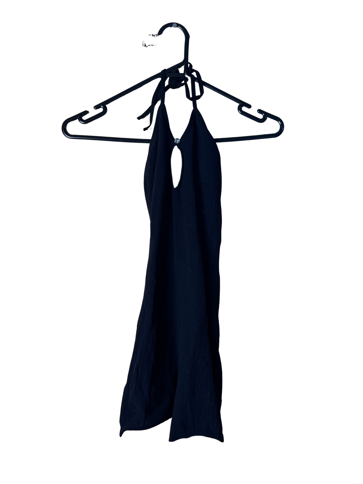 Black Stretchy Stocking-Style Halter Playsuit