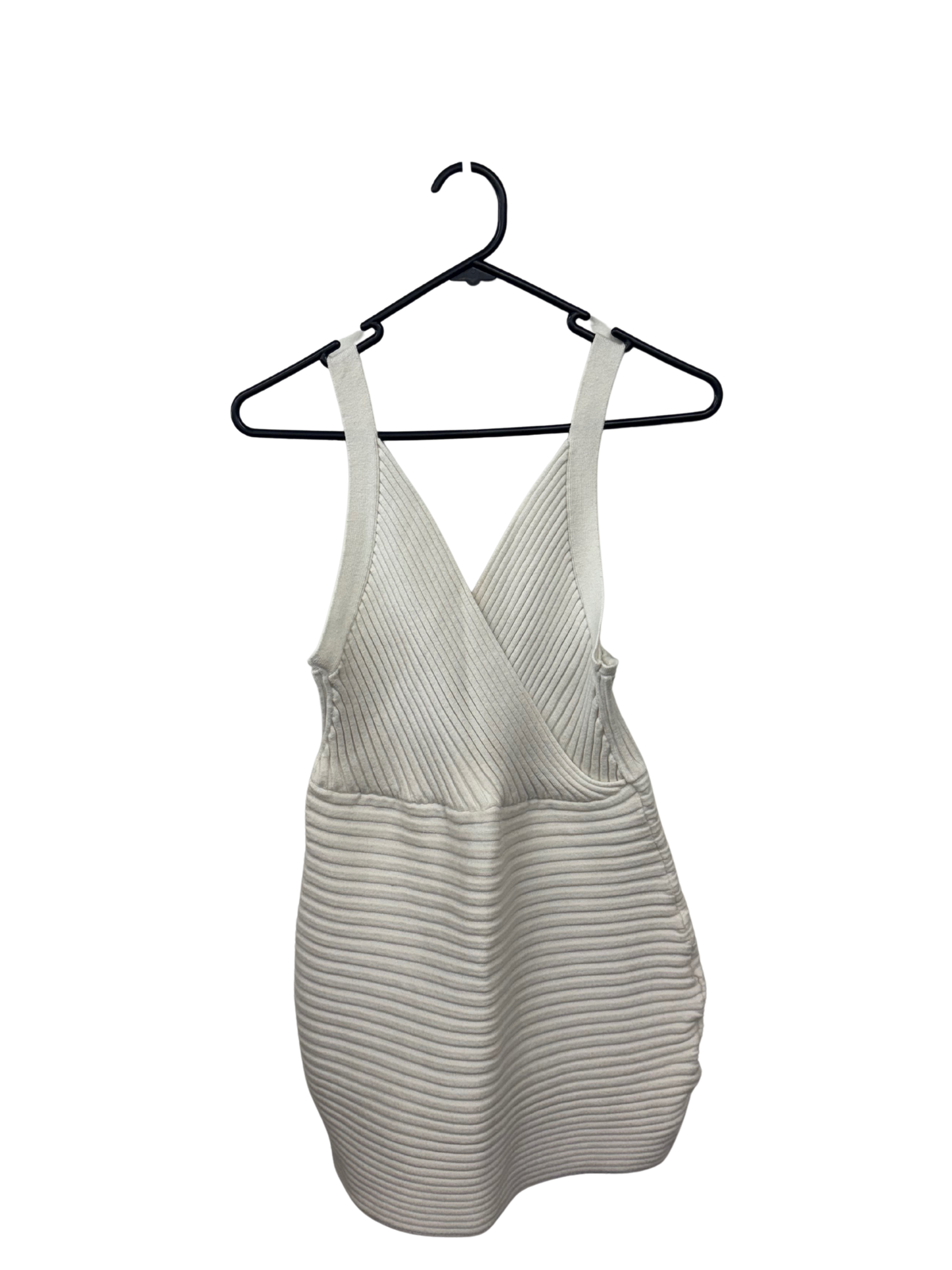 White Strappy Rib Knit Long Top/Short Dress