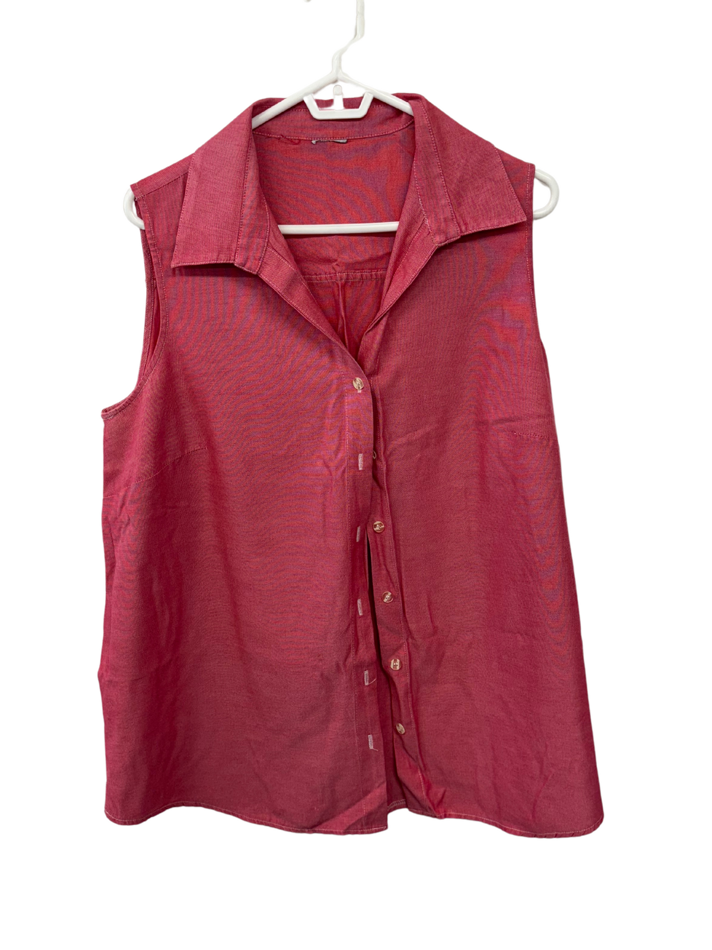Vintage Light Red Sleeveless Button Up Top