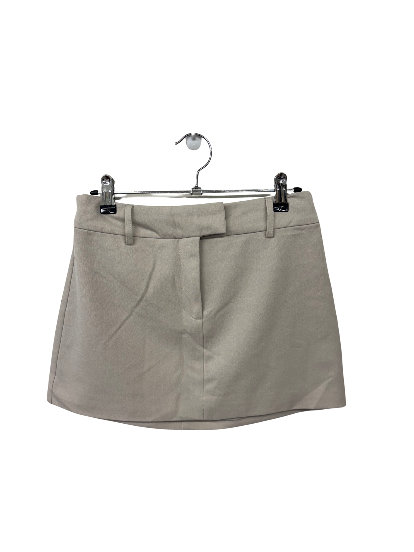 Beige Low Rise Corporate Mini Skirt