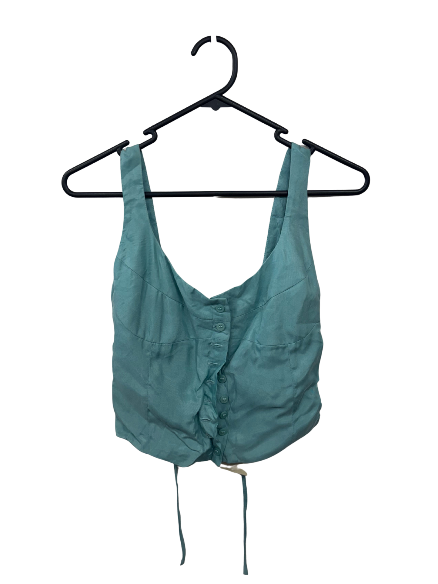 Blue Sleeveless Button Up Corset Top