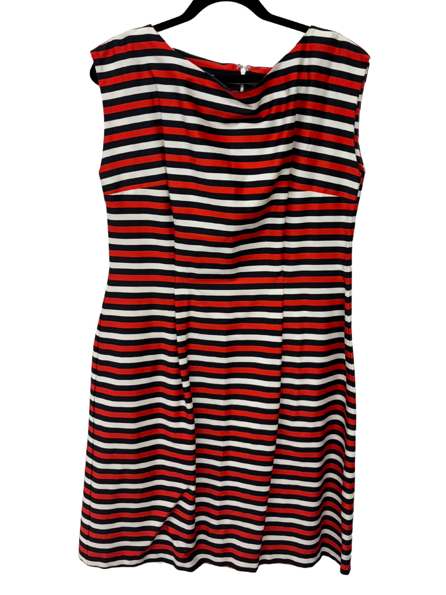 Black, White & Red Striped Sleeveless Knee Length Dress