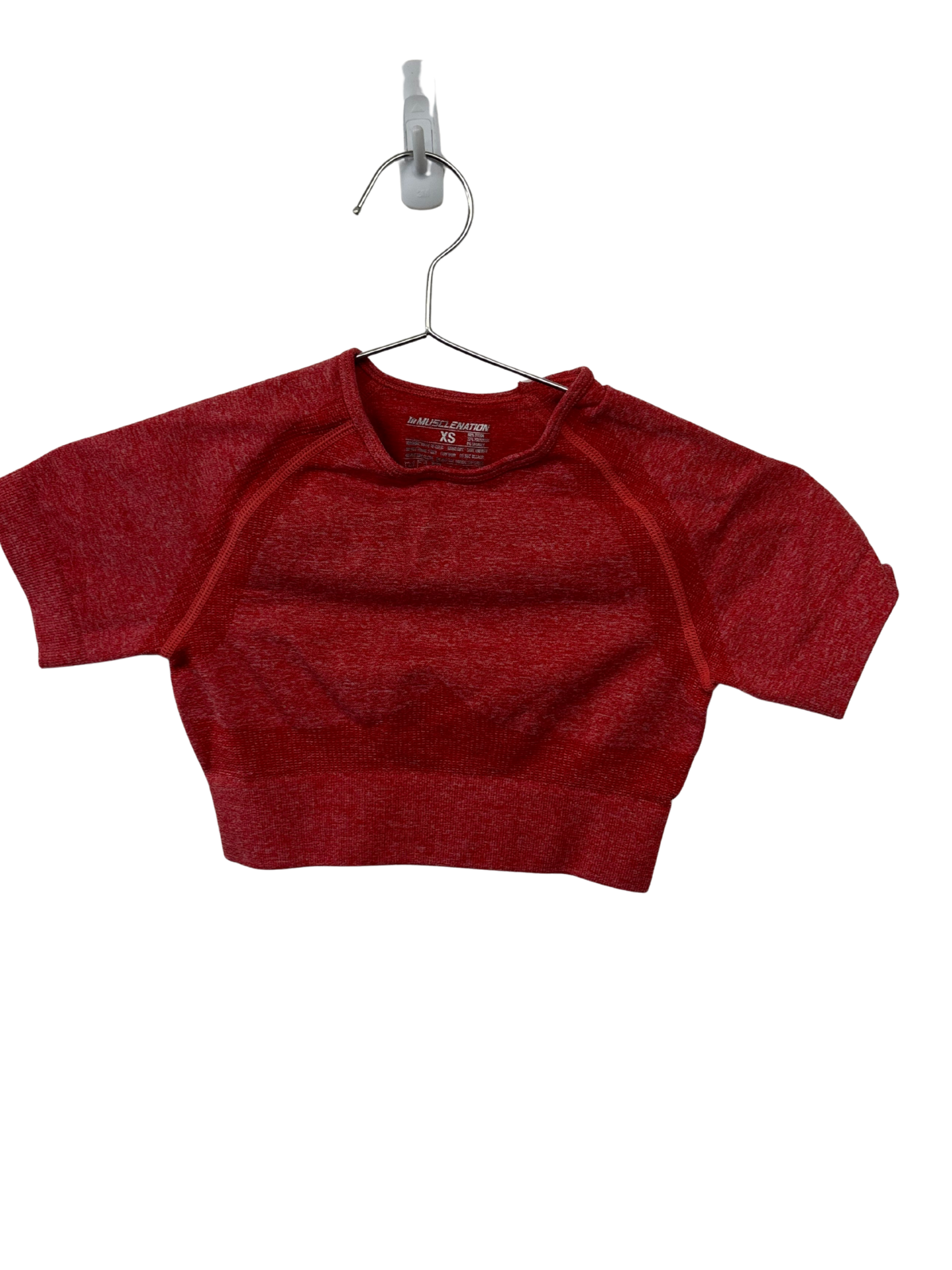 Red Short Sleeve Cropped Activewear Top