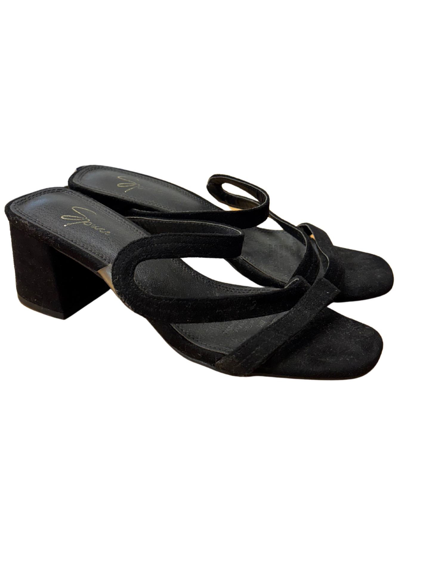 Black Mule Heel with Black Squiggle Strap