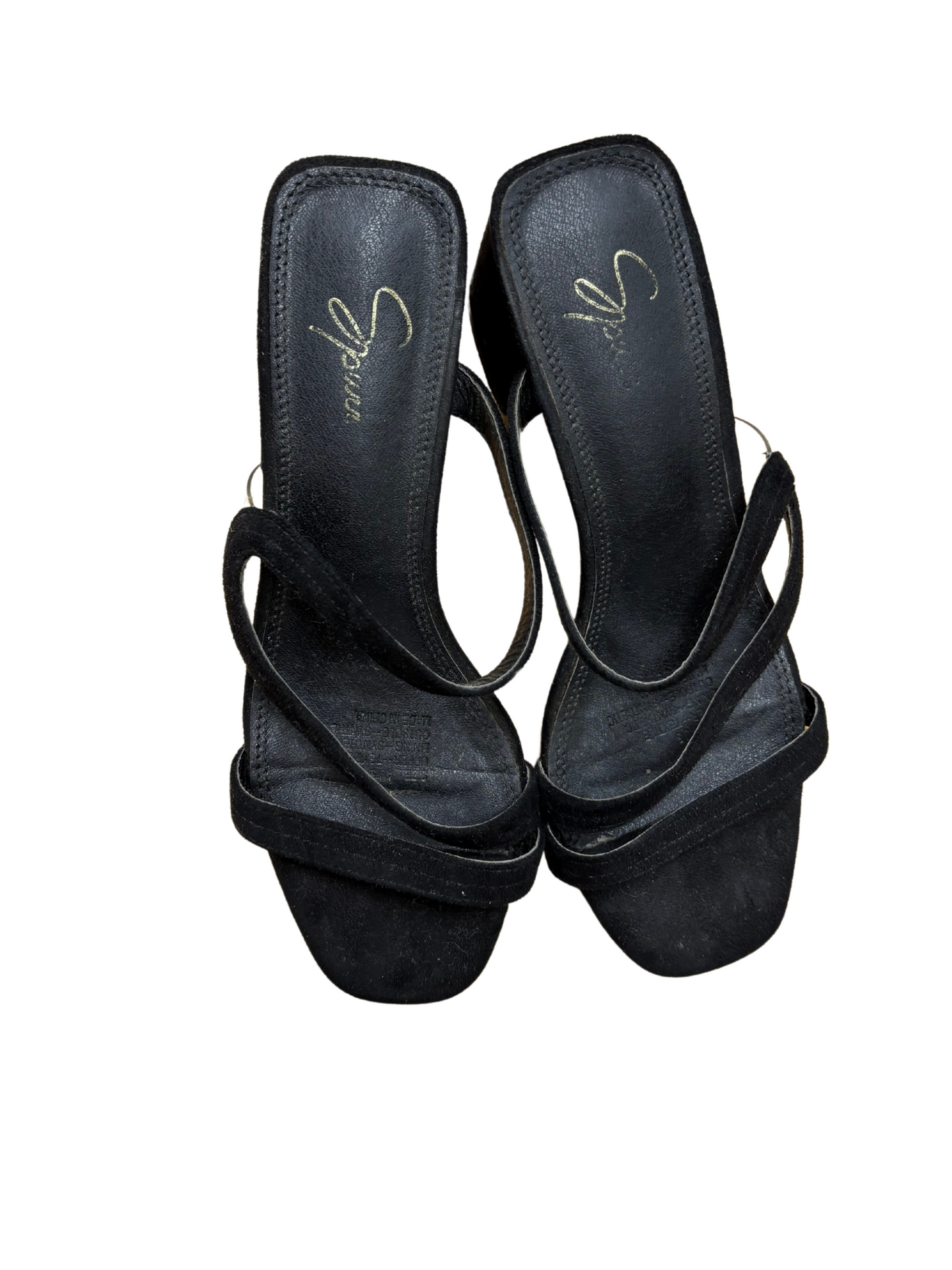 Black Mule Heel with Black Squiggle Strap
