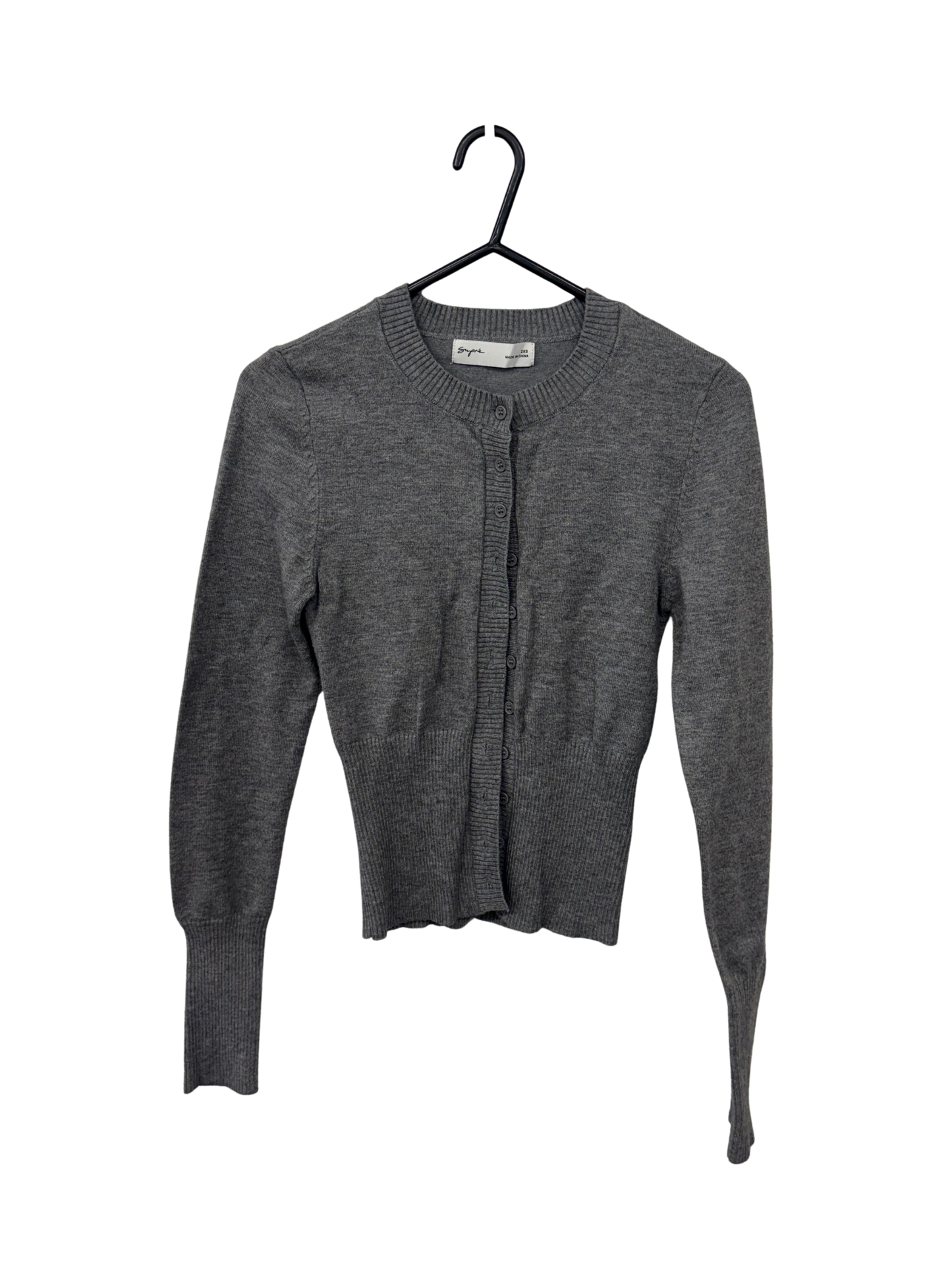 Grey Fitted Button Up Cardigan