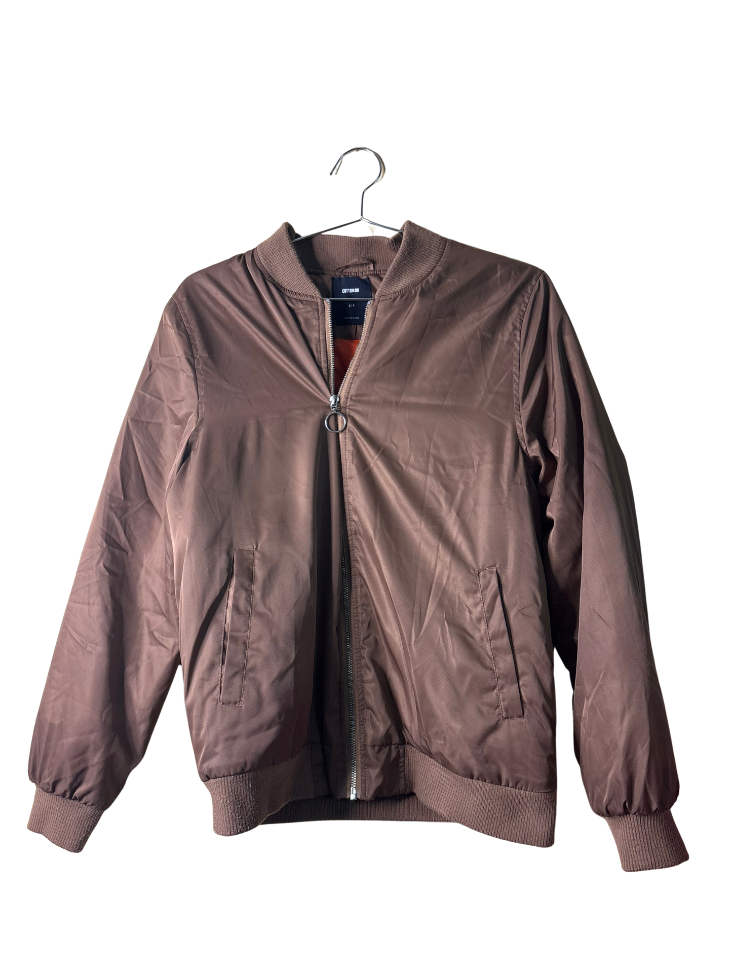 Brown Satin Bomber Jacket
