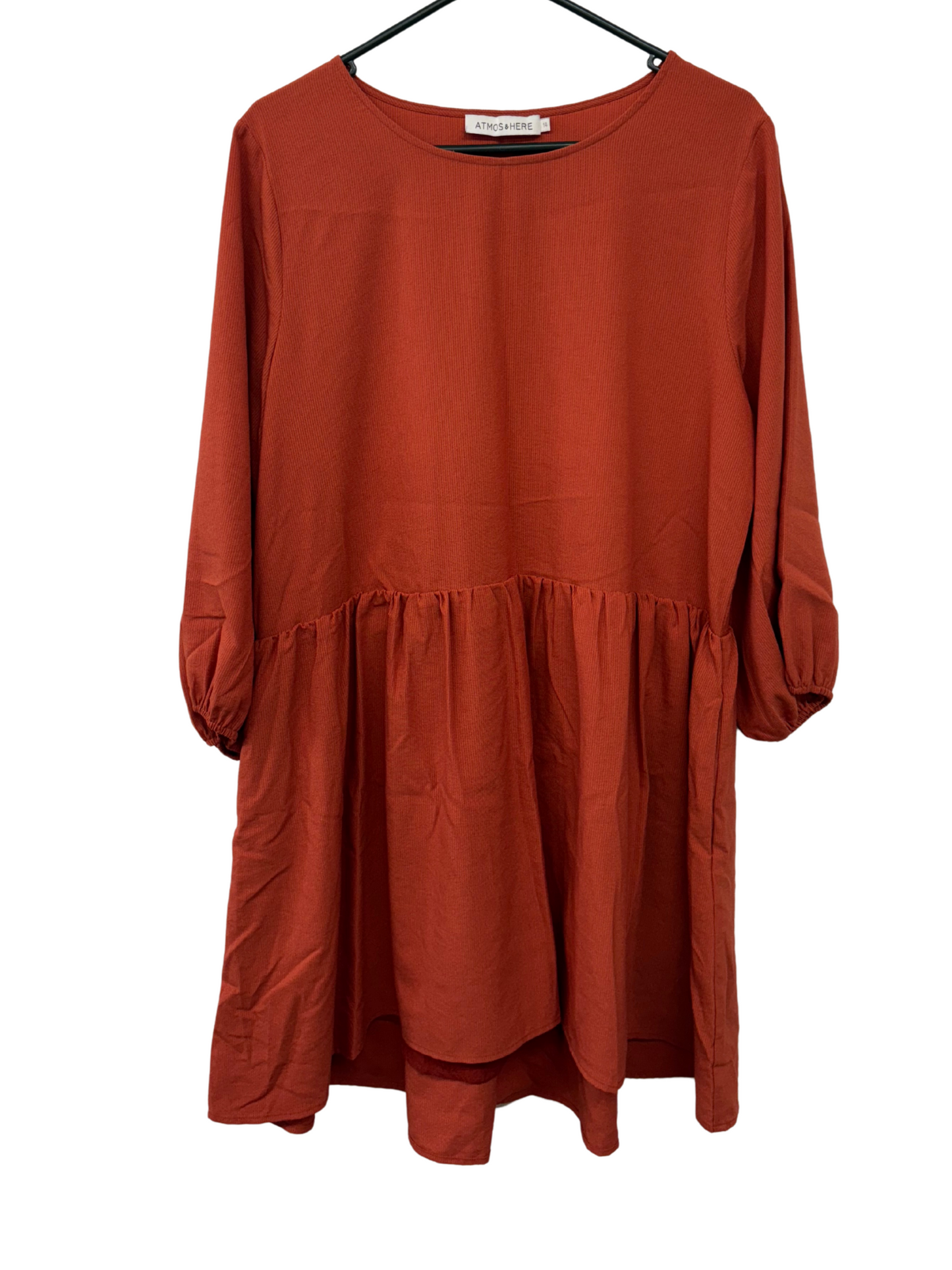 Orange 1/2 Sleeve Knee Length Dress