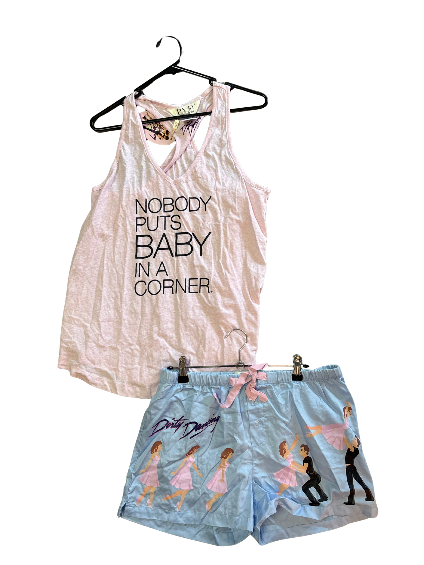 NWT Pink & White Singlet Pyjama Set with "Dirty Dancing" Theme