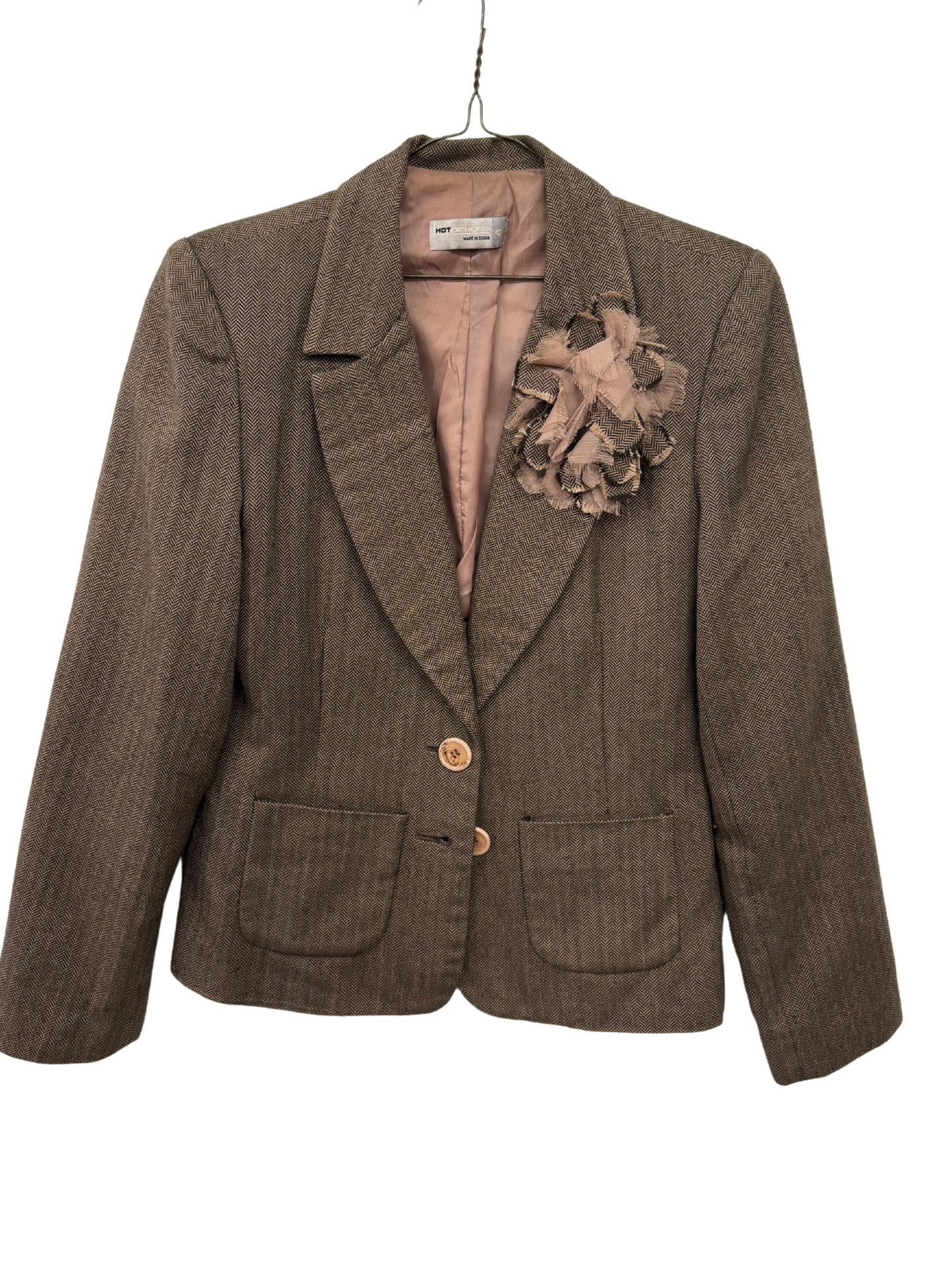 00s Brown Jacket with Flower Detail