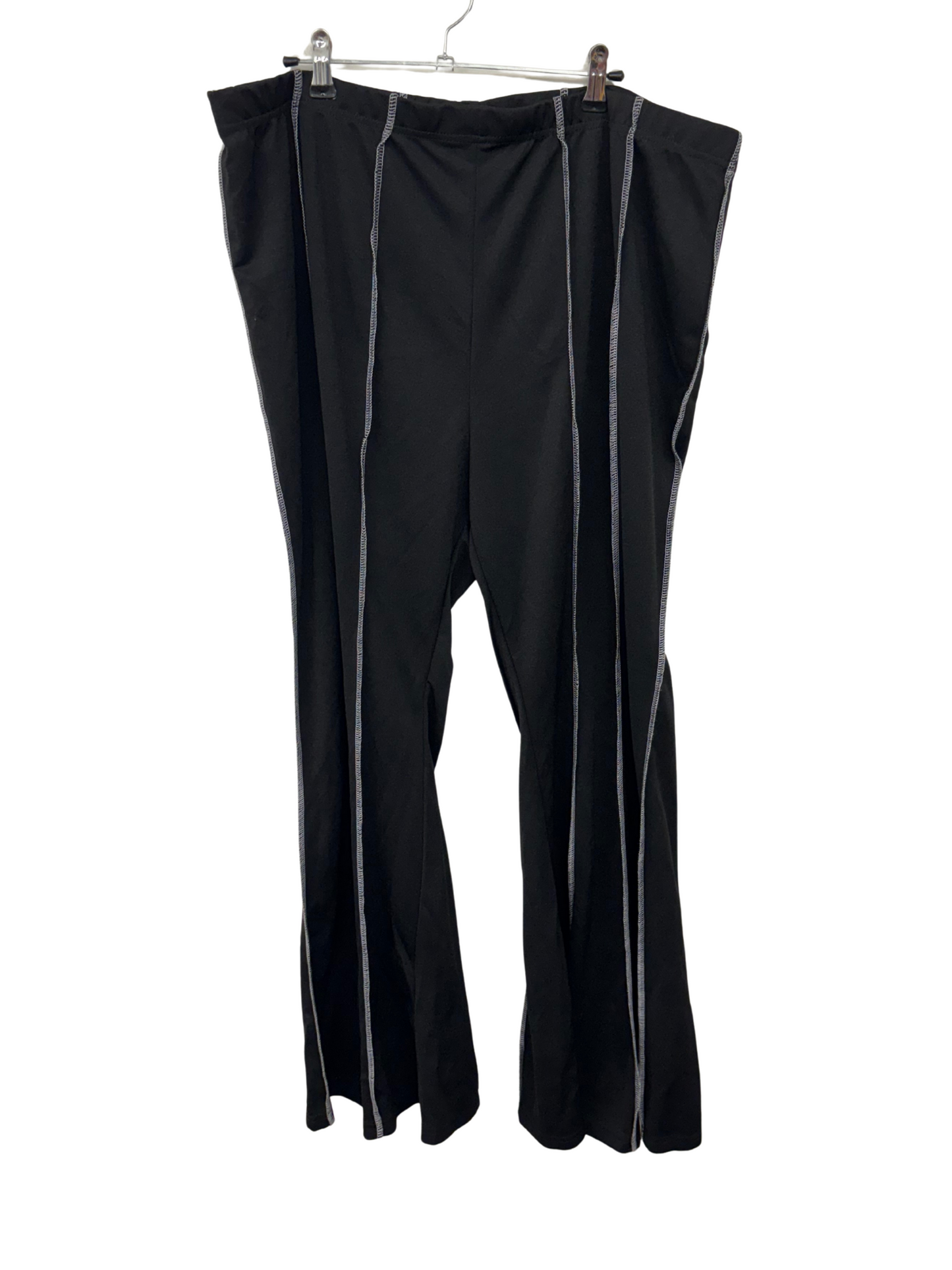 Black Flare Pants with White Contrast Stitching