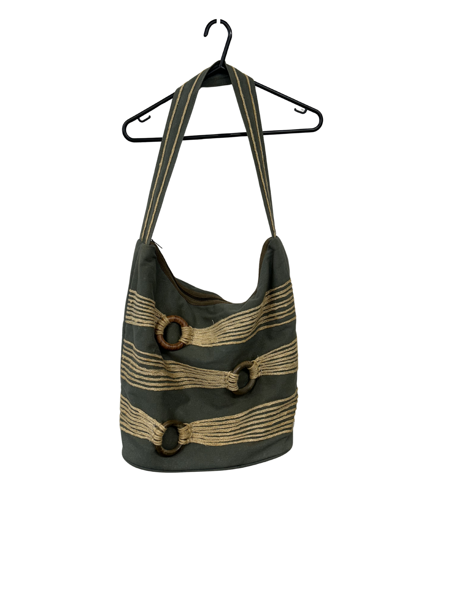 Green, Beige & Brown Textured Tote Bag