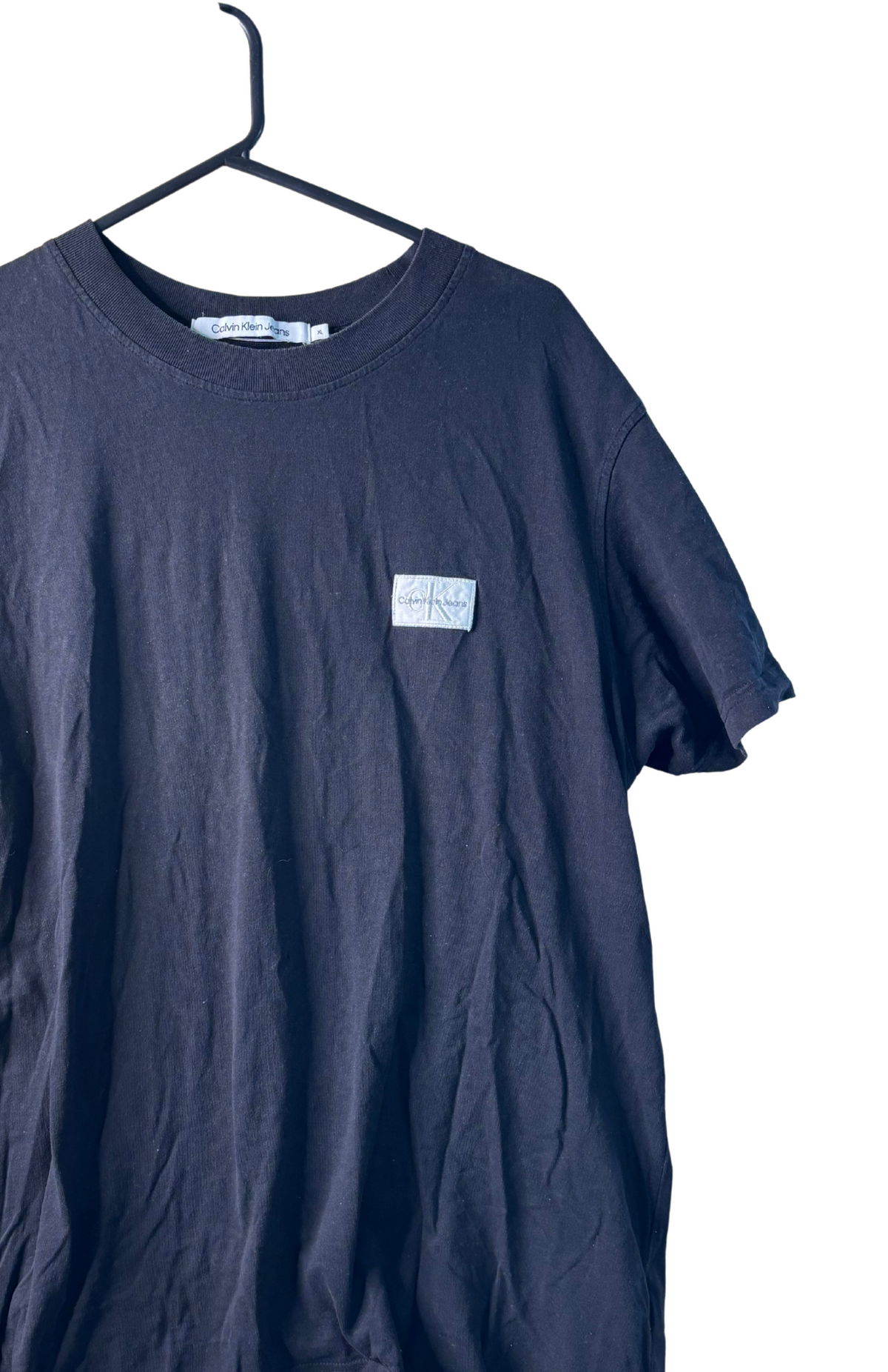 Black Short Sleeve T-Shirt with White Patch