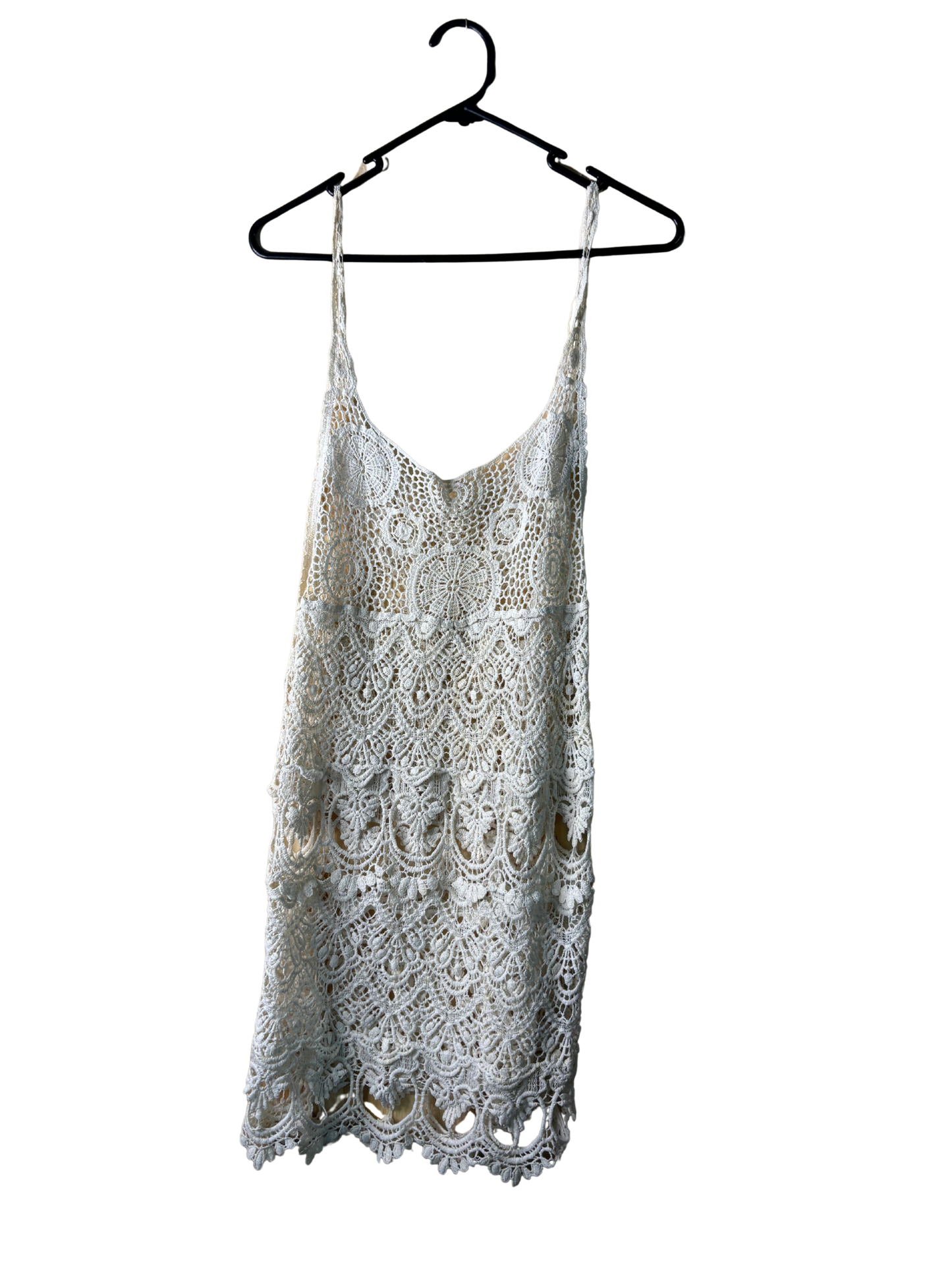 Cream Crochet Sleeveless Dress