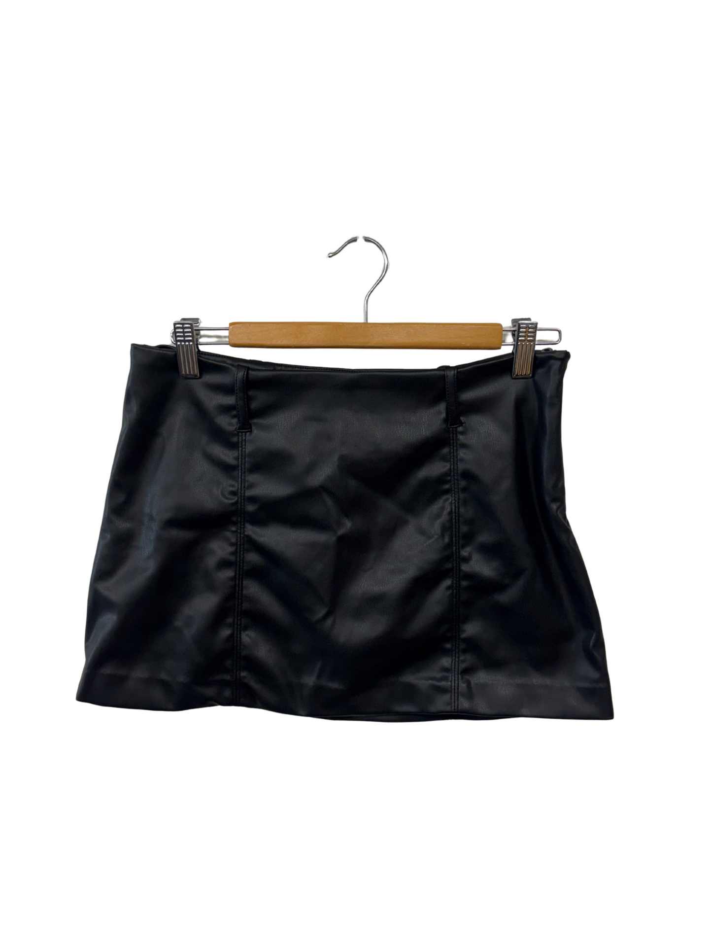 Black Faux Leather Low Rise Micro Skirt