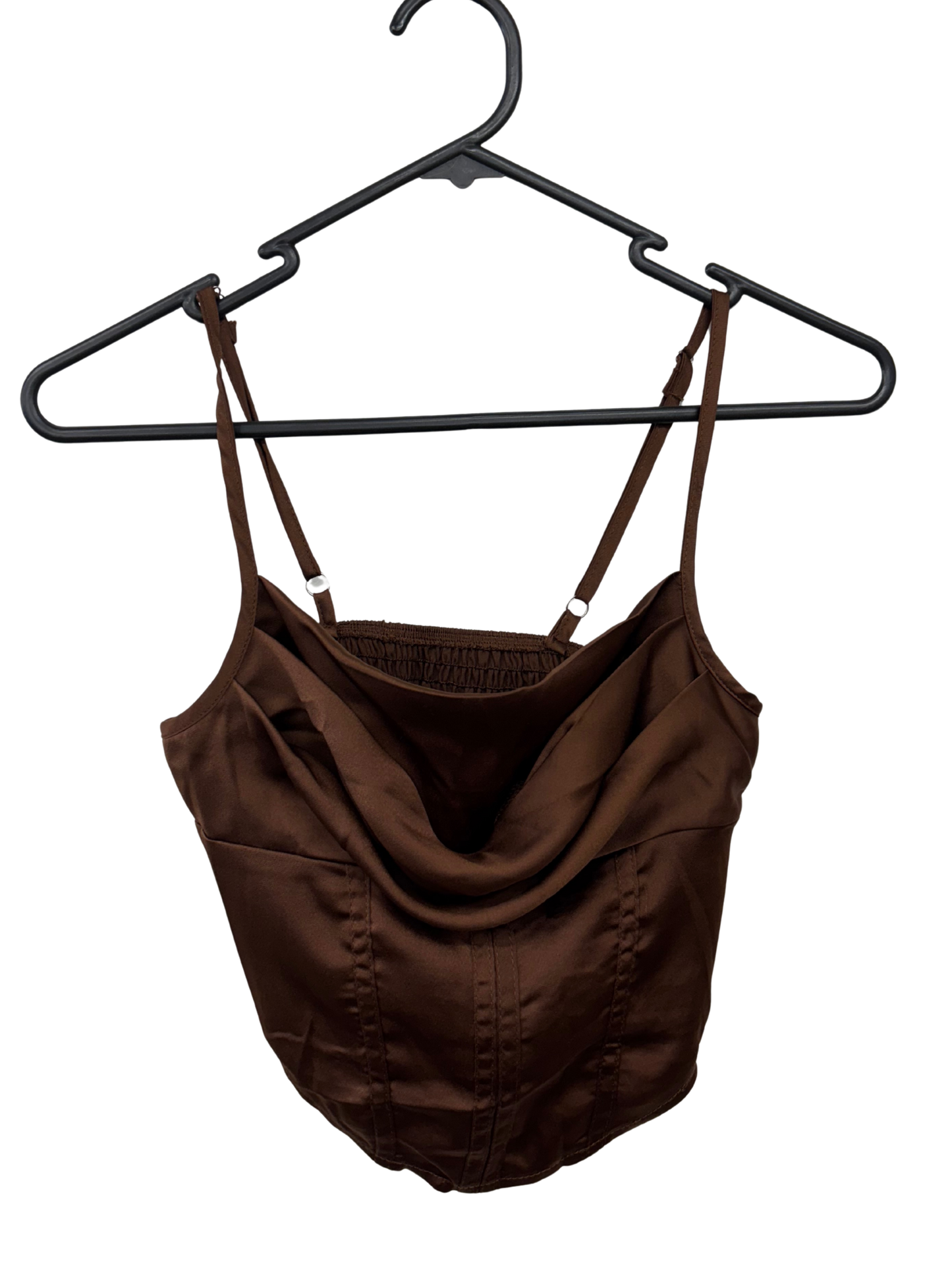 Brown Thin Strap Cropped Corset Top