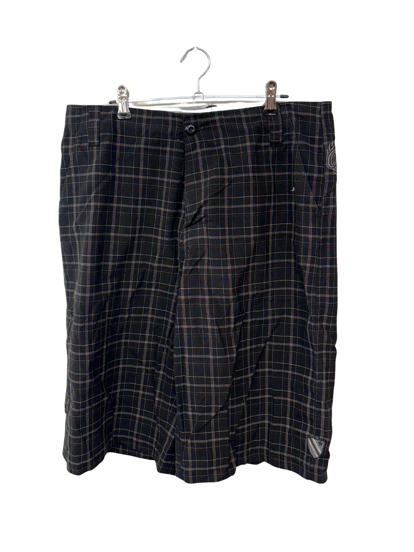 00s Black & Cream Check Shorts