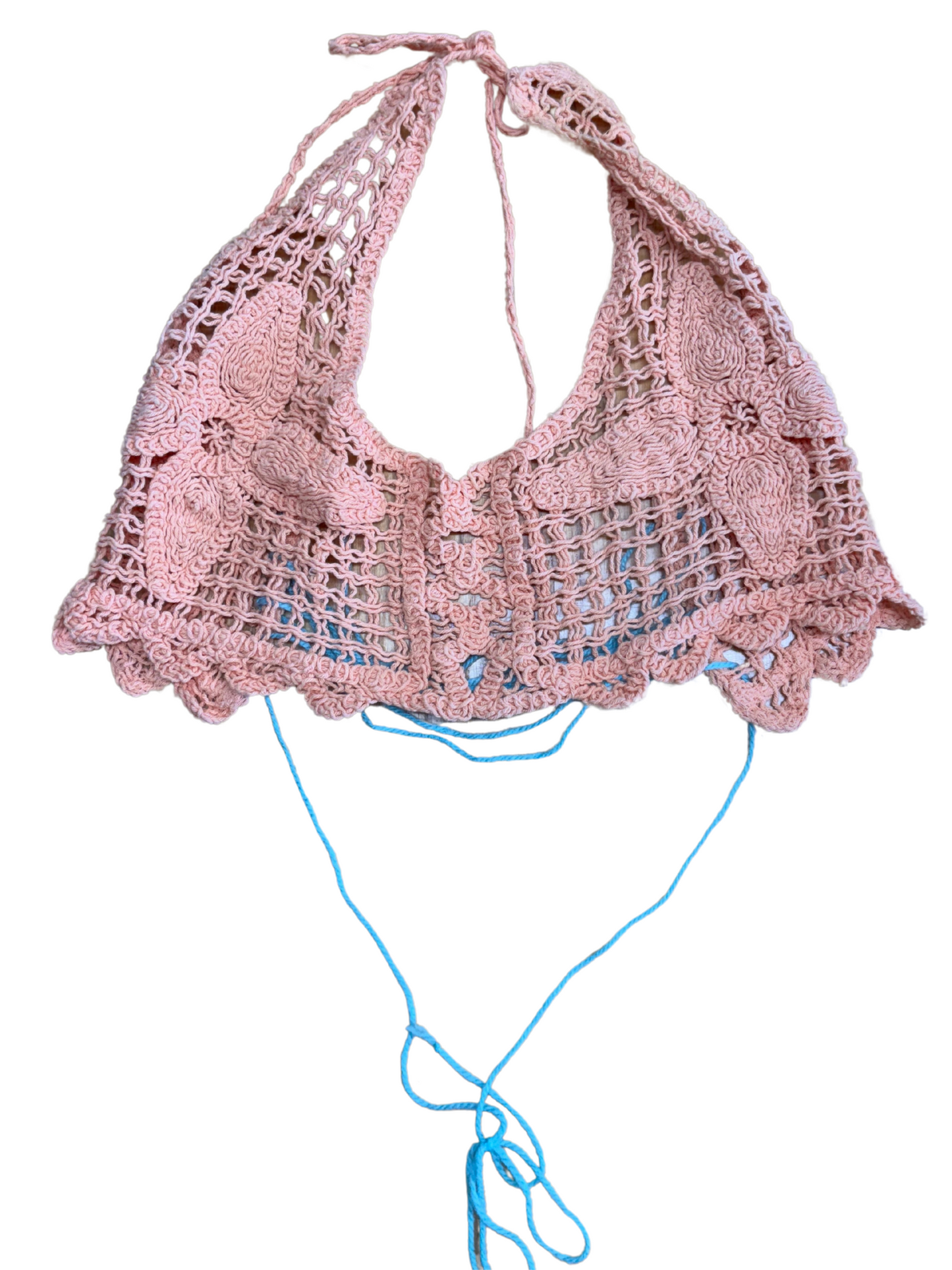 Orange/Pink & Blue Crochet Halter Top