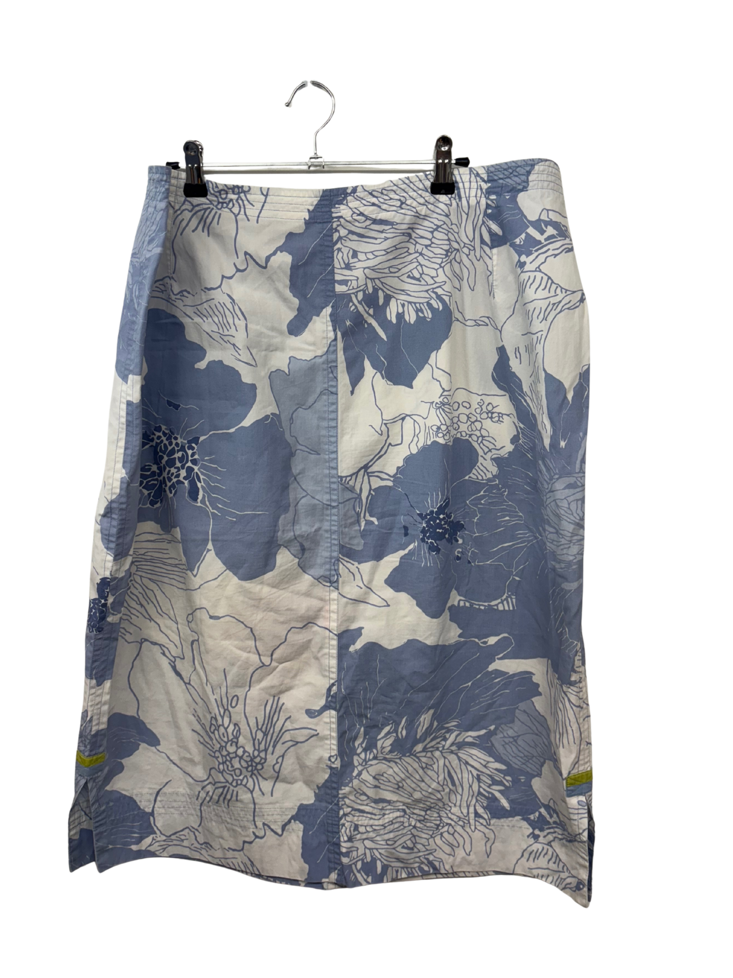 00s Blue & White Floral Knee Length Skirt