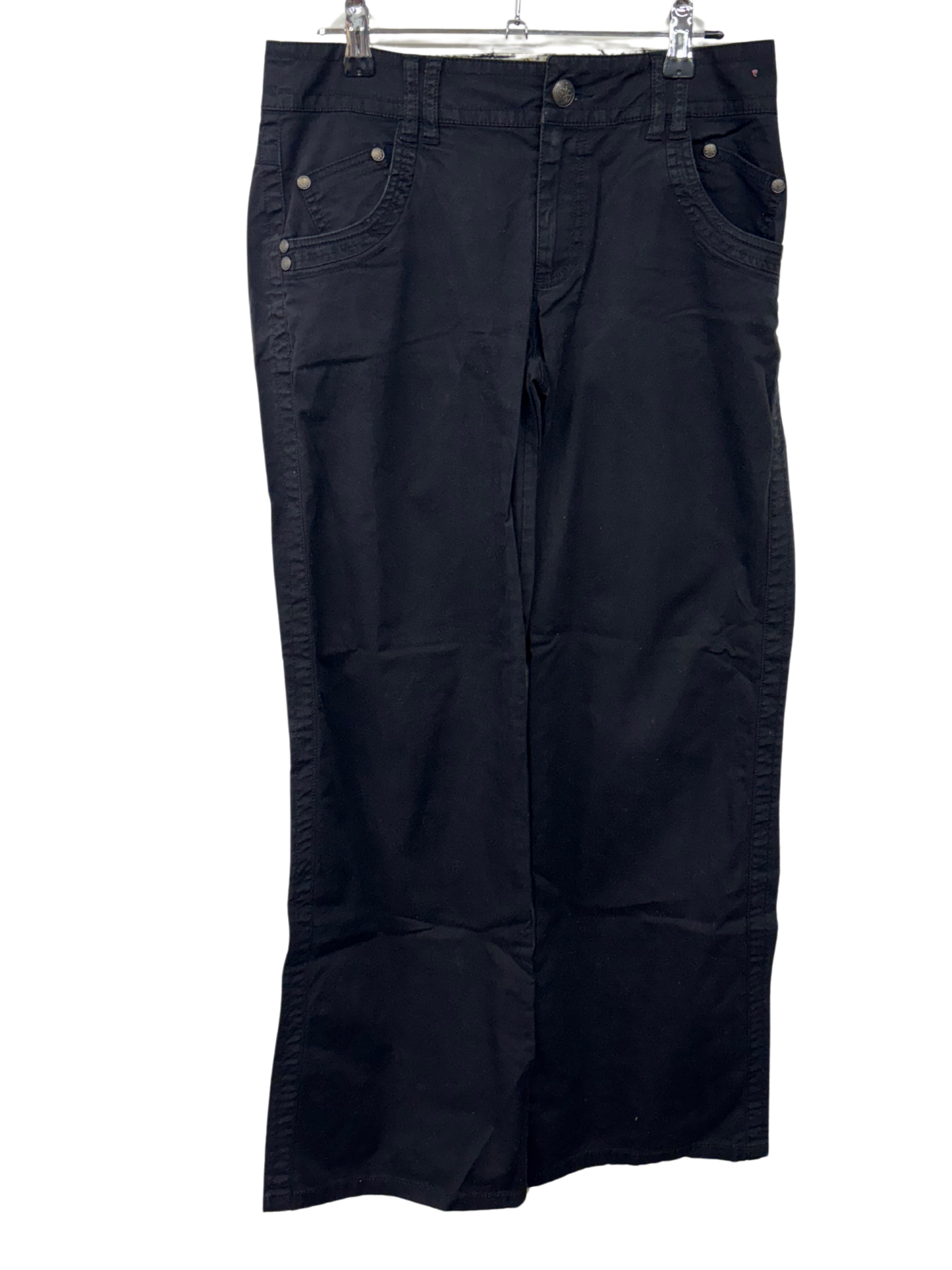 00s Black Mid/Low-Rise Wide Leg Pants