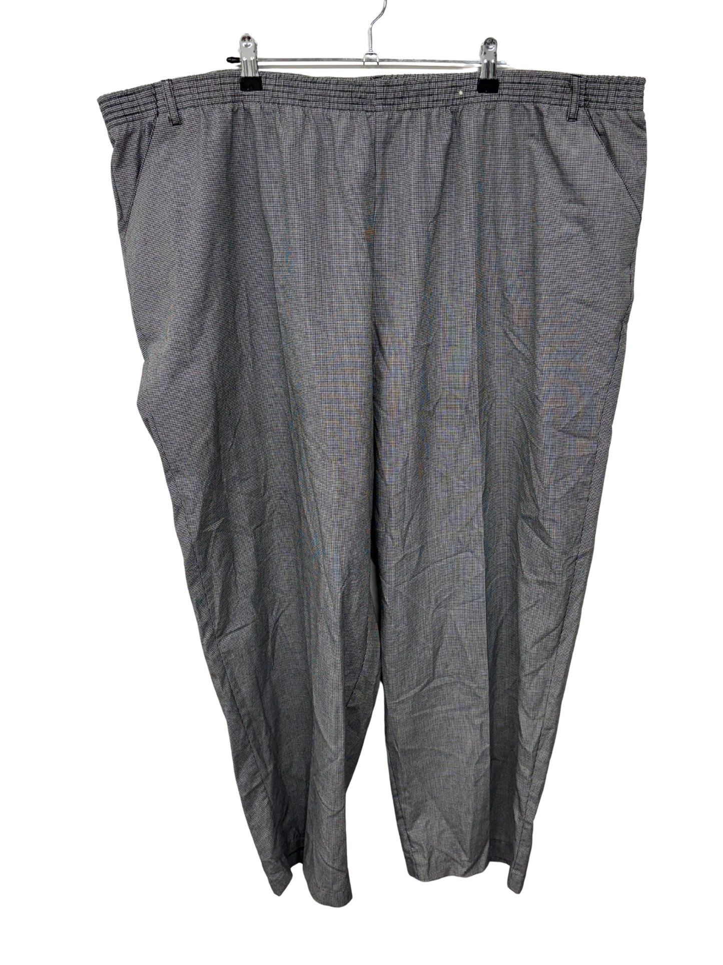 Black & White Micro Houndstooth Tapered Elastic Waist Pants