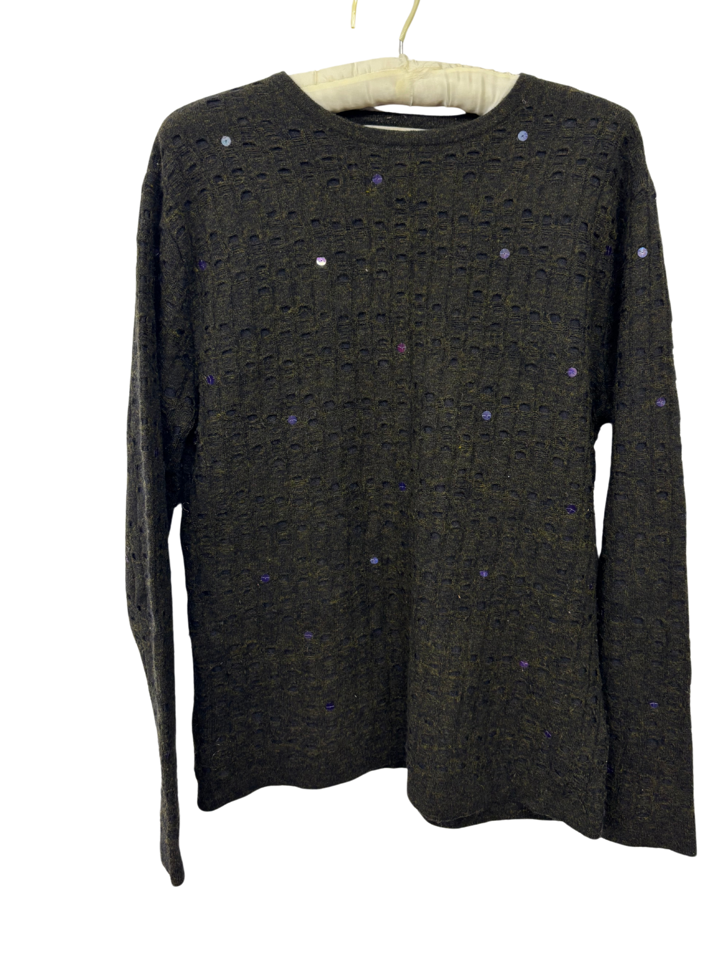 00s Dark Green Jumper with Holes & Sequins