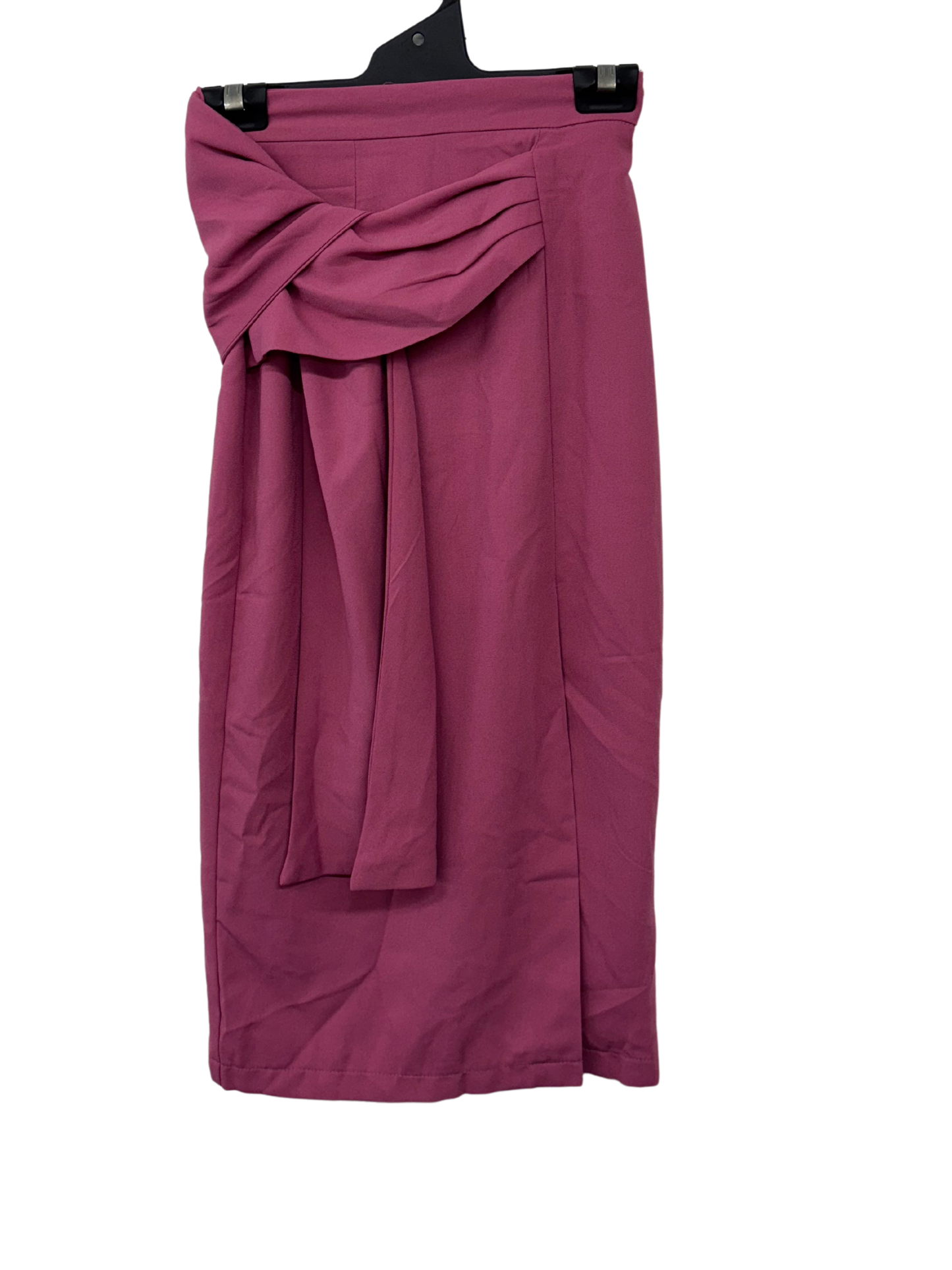 Pink Midi Wiggle Skirt with Draped Belt