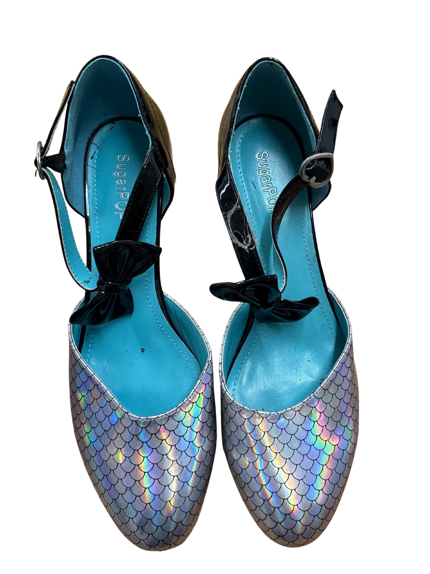 Silver and Black Scale Print Heel with Bow