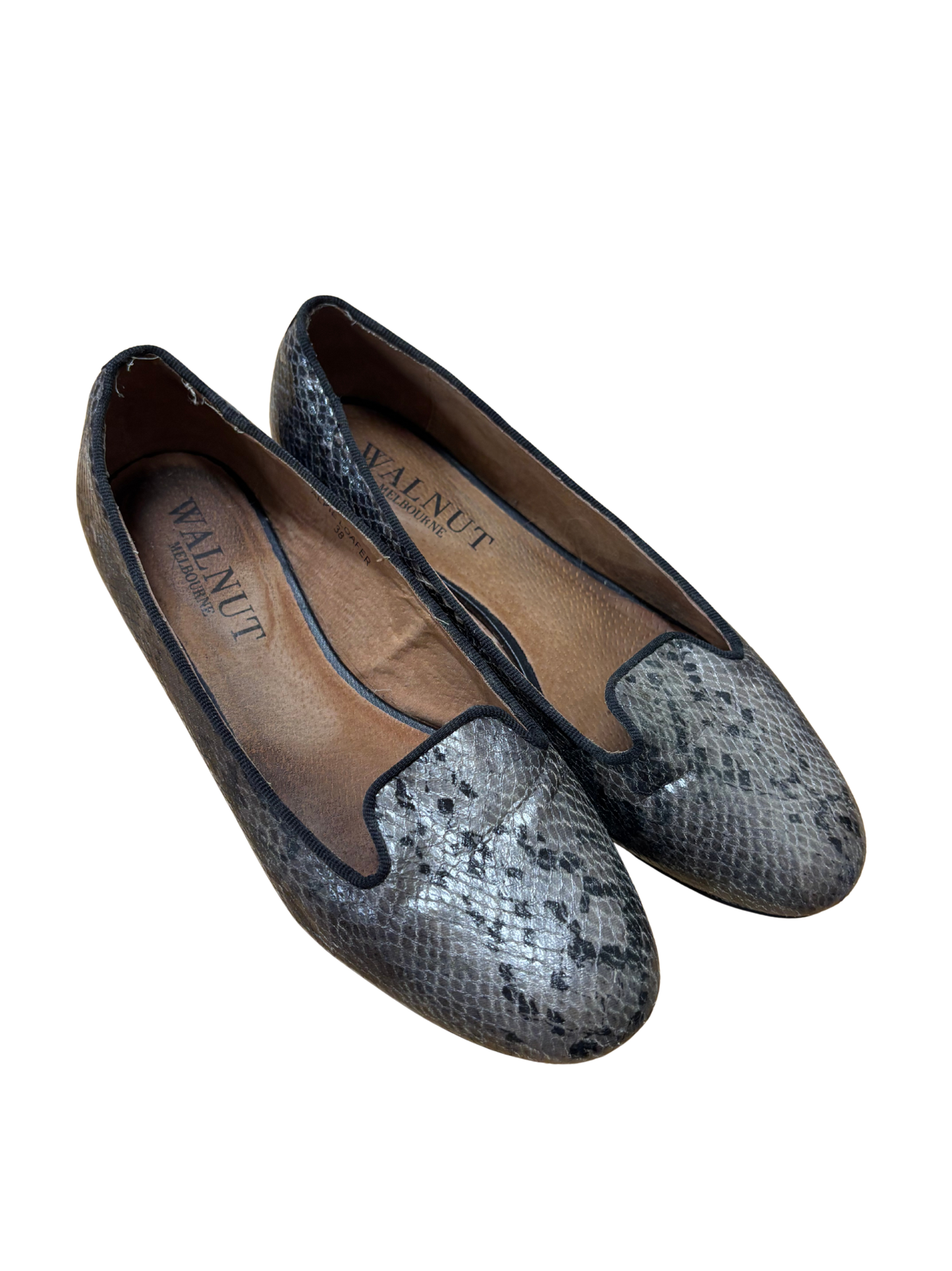 Grey & Black Snakeskin Loafer Shoes