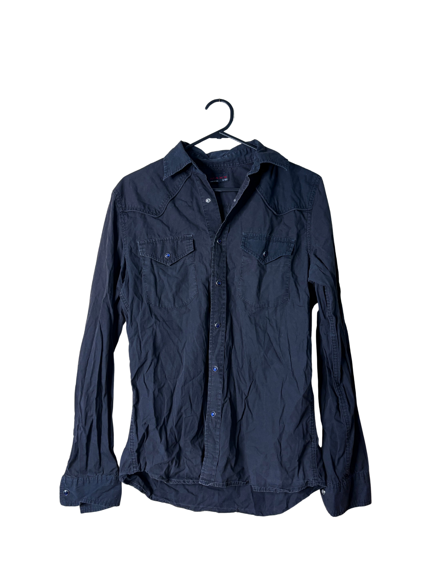 Vintage Black Long Sleeve Snap Button Shirt