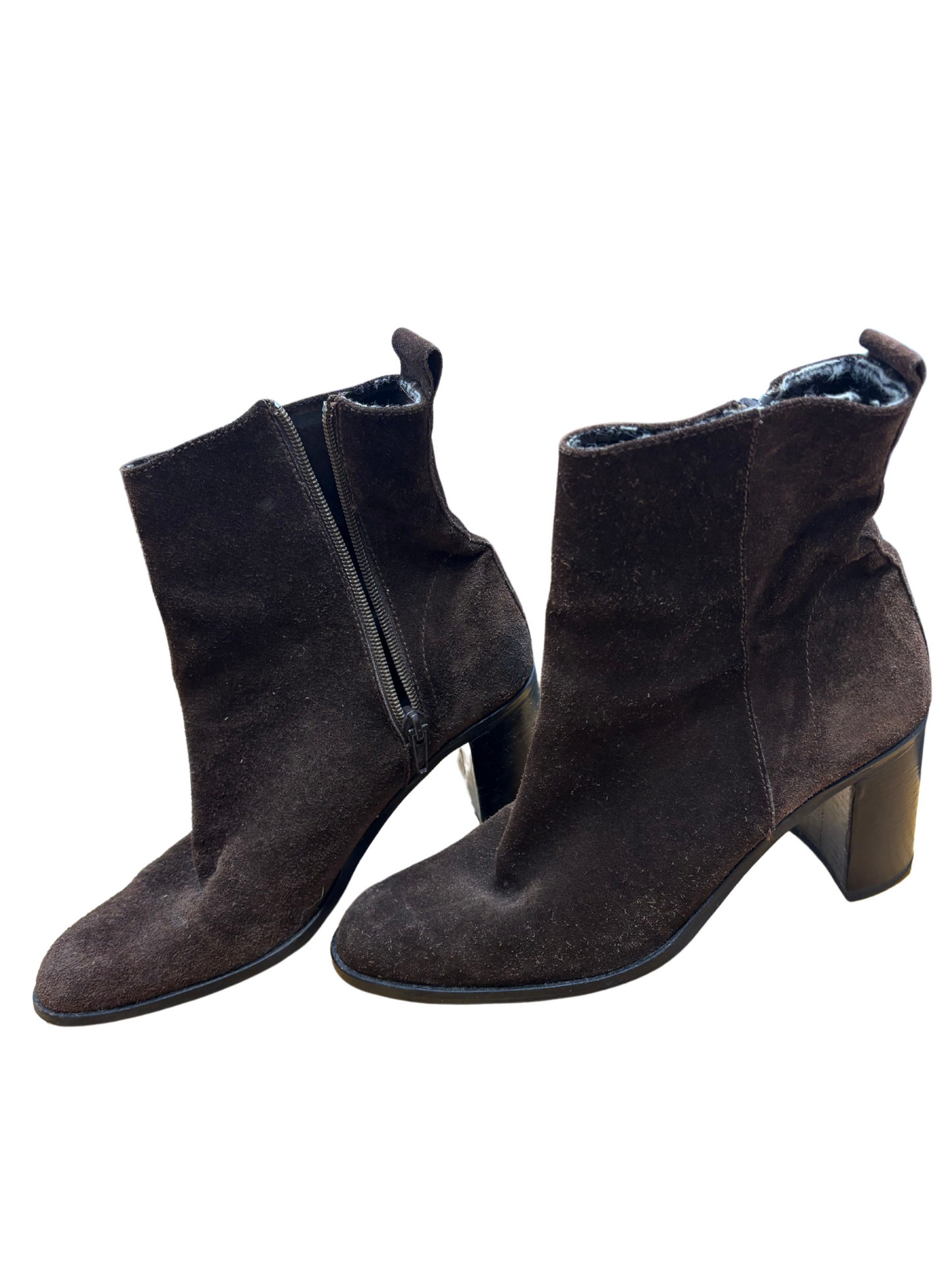 Brown Suede Heeled Boots