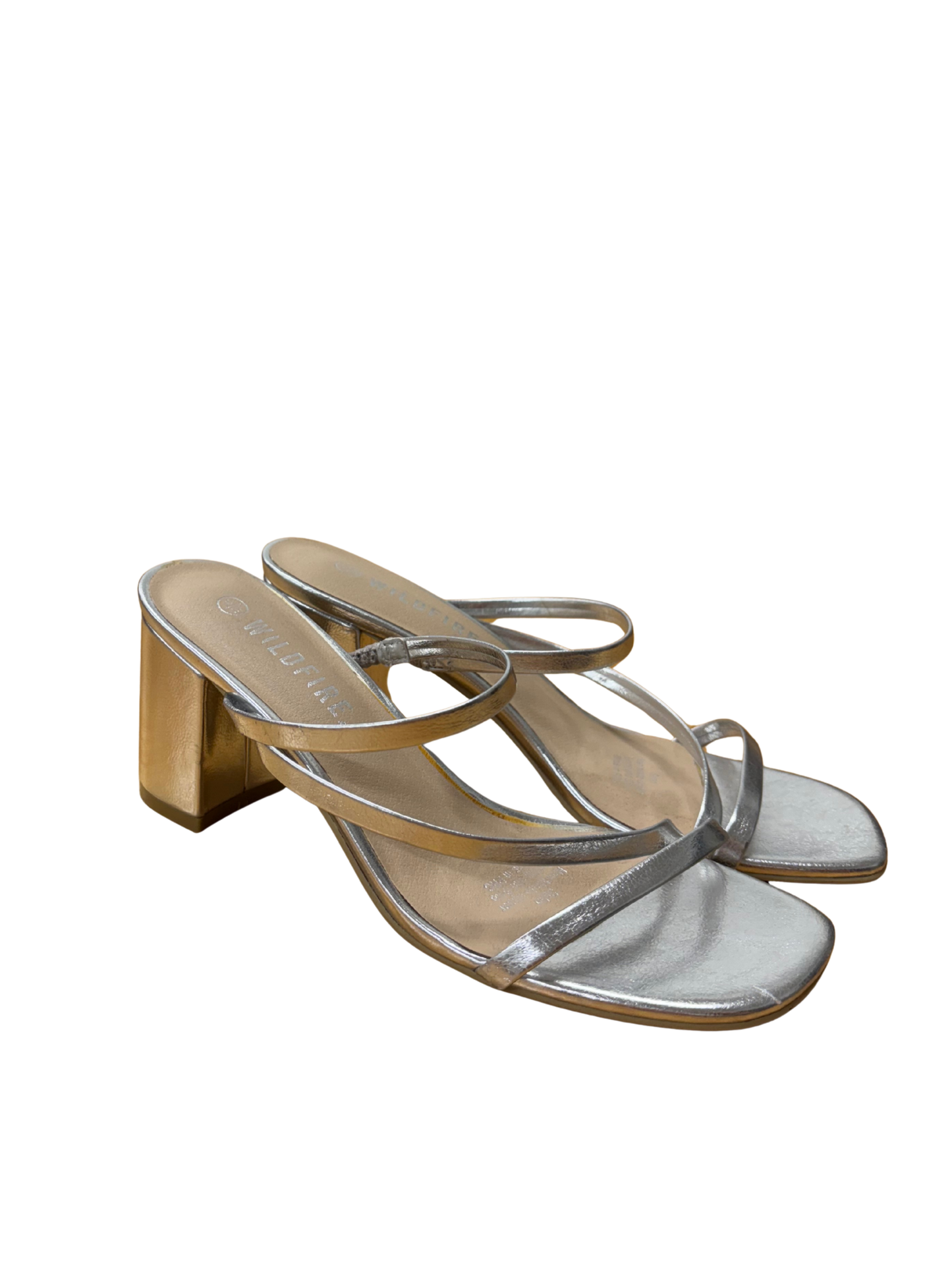 Silver Strappy Slide Heels