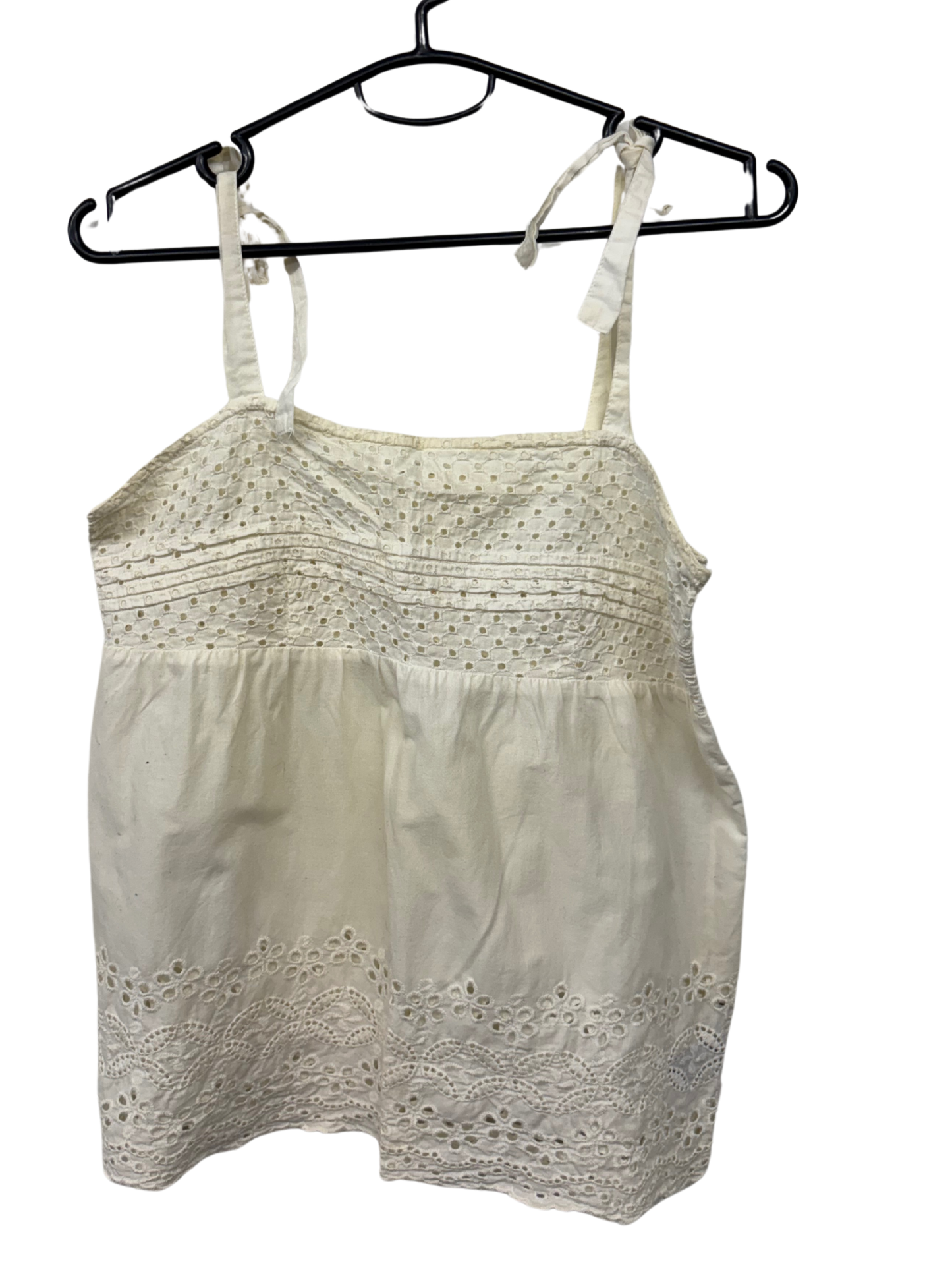Cream Tie Strap Broderie Anglaise Top