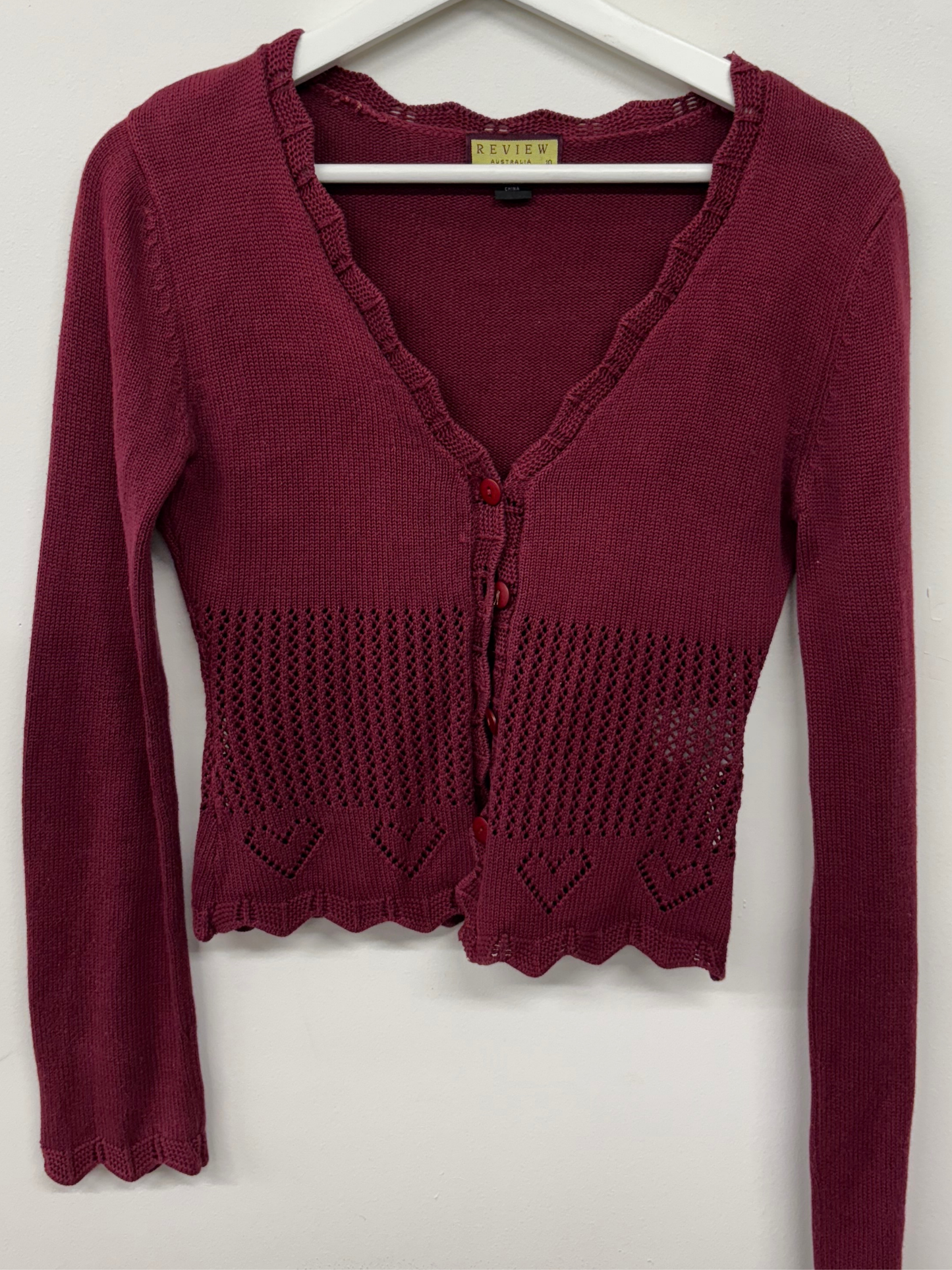 Maroon Knit Button Up Cardigan