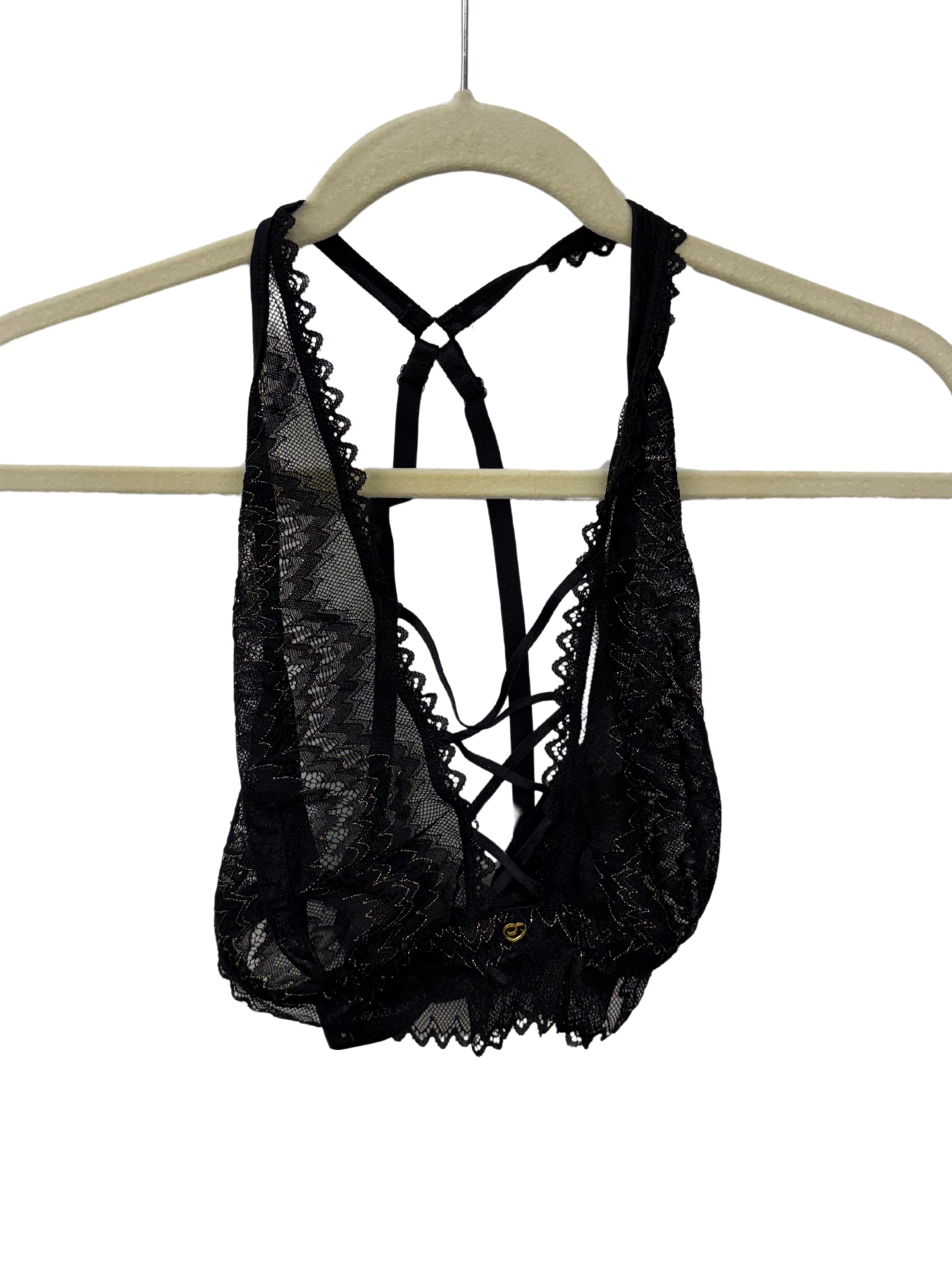 Black Cross Back Lace Sheer Bra