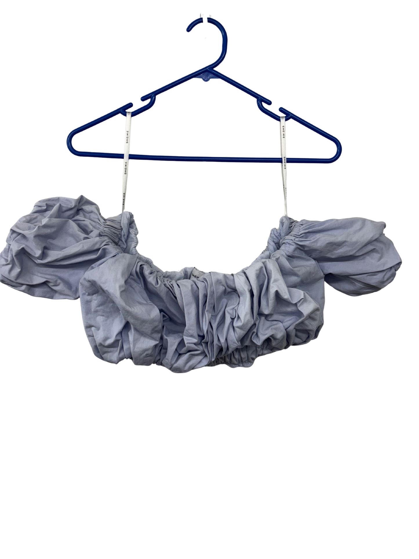 Light Blue Puffy Sleeve Crop Top