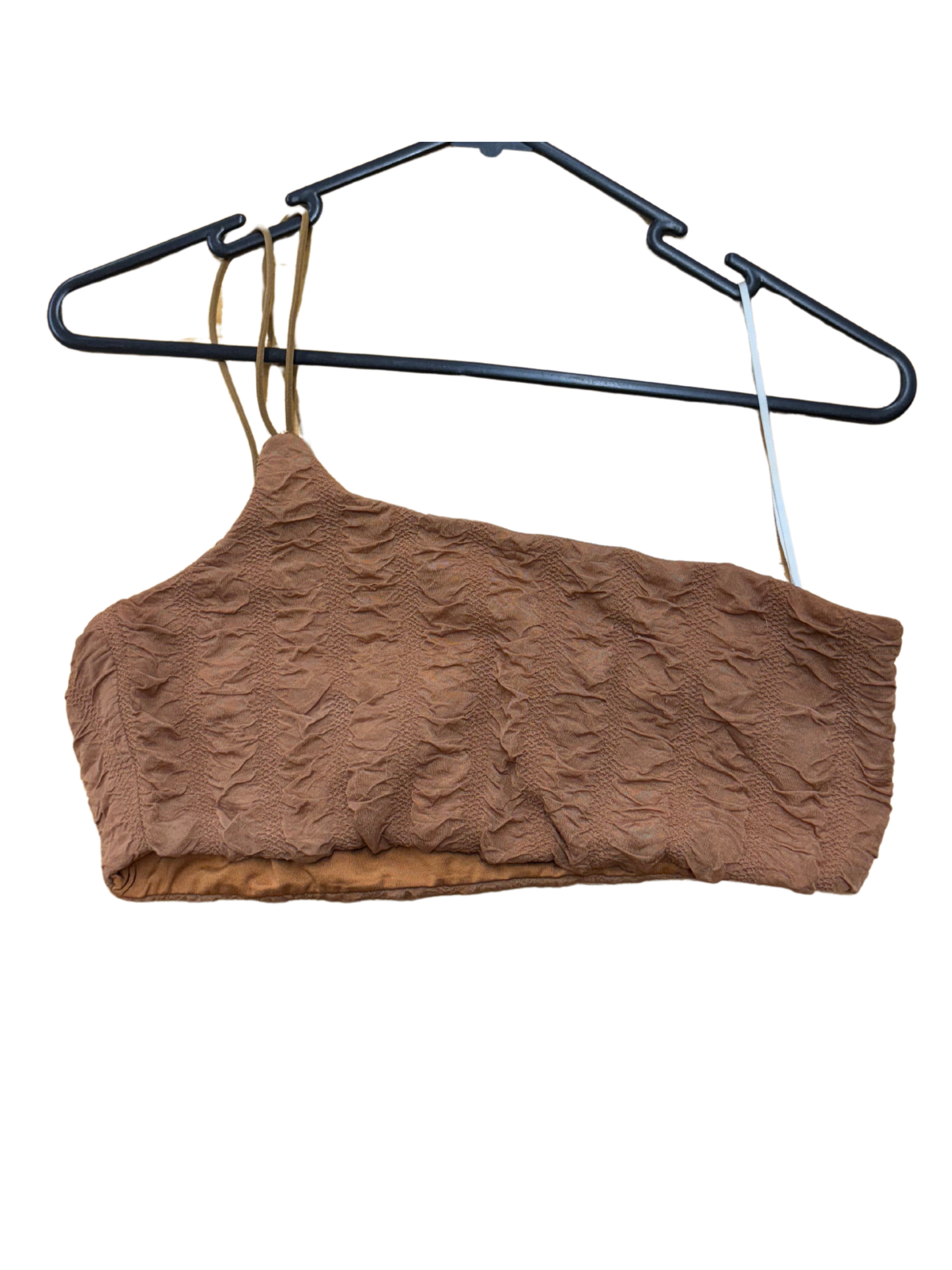 Light Brown Ruched Strappy Crop Top