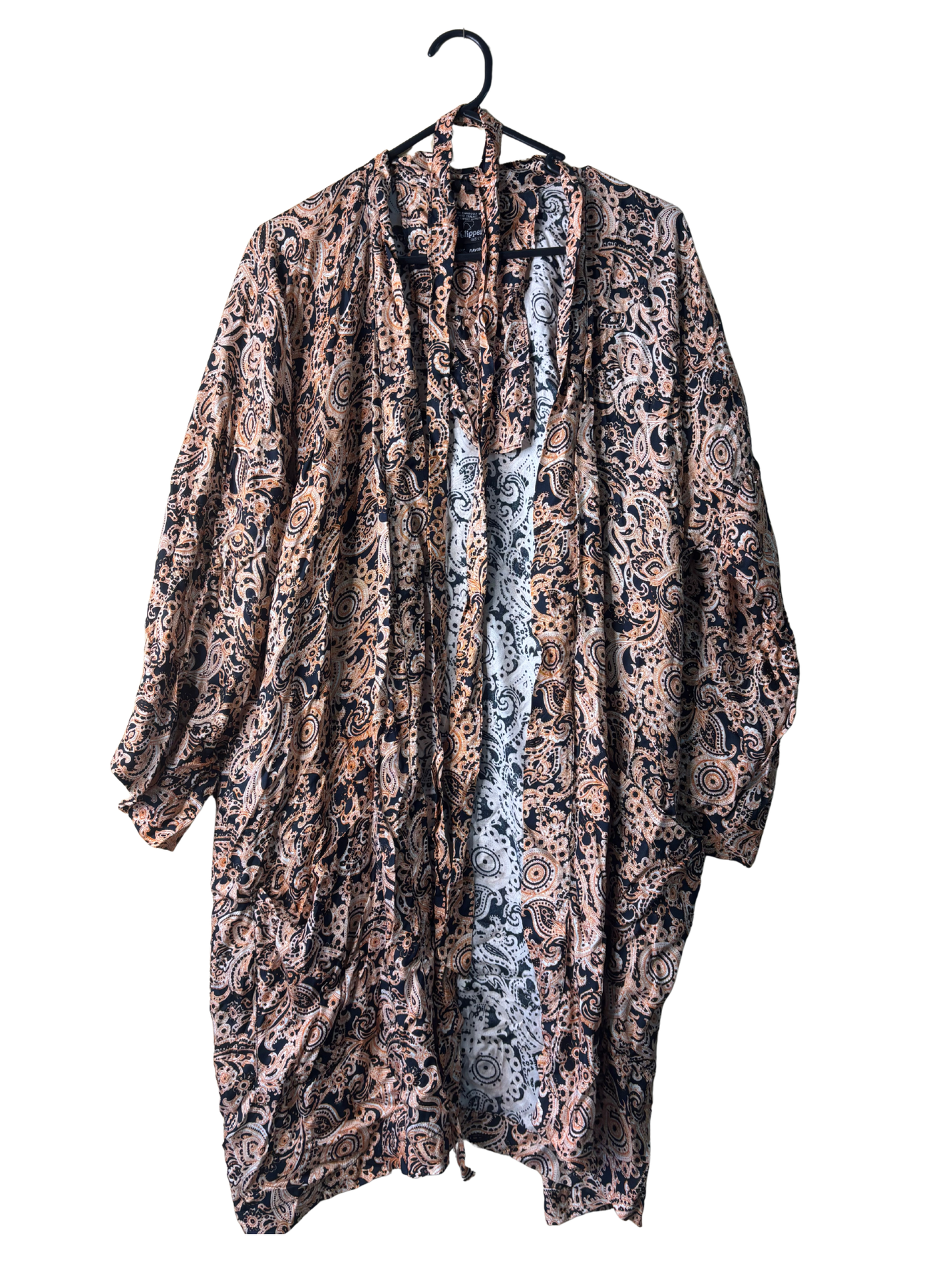 Vintage Orange, Black, White Pattern Duster/Robe Jacket