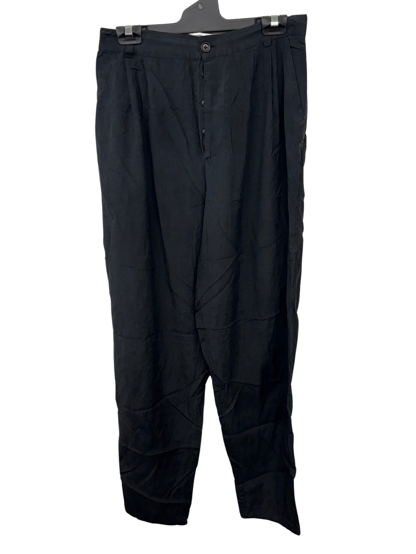 Black Highwaisted Button Fly Tapered Pants