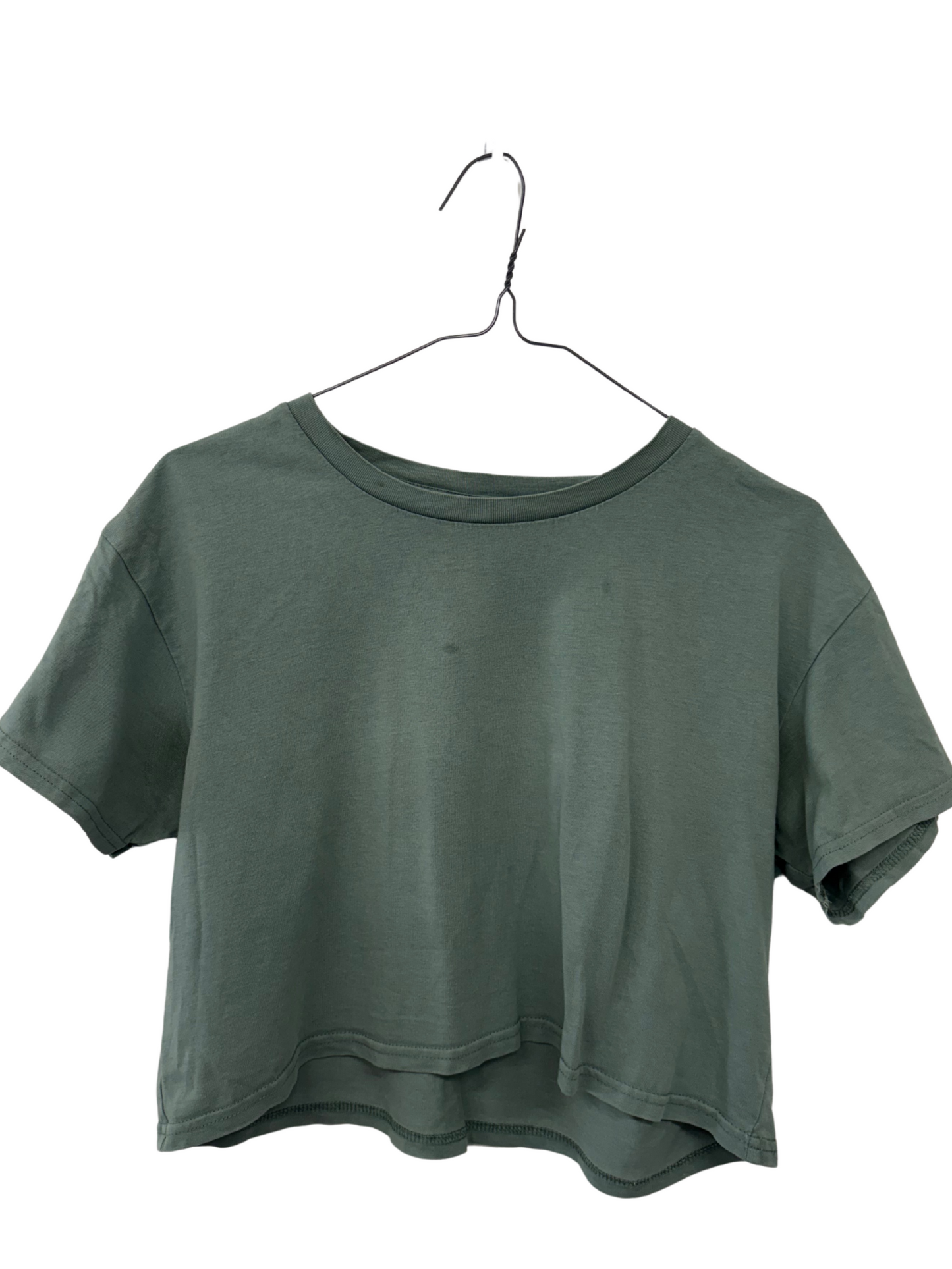 Green Short Sleeve Cropped Top