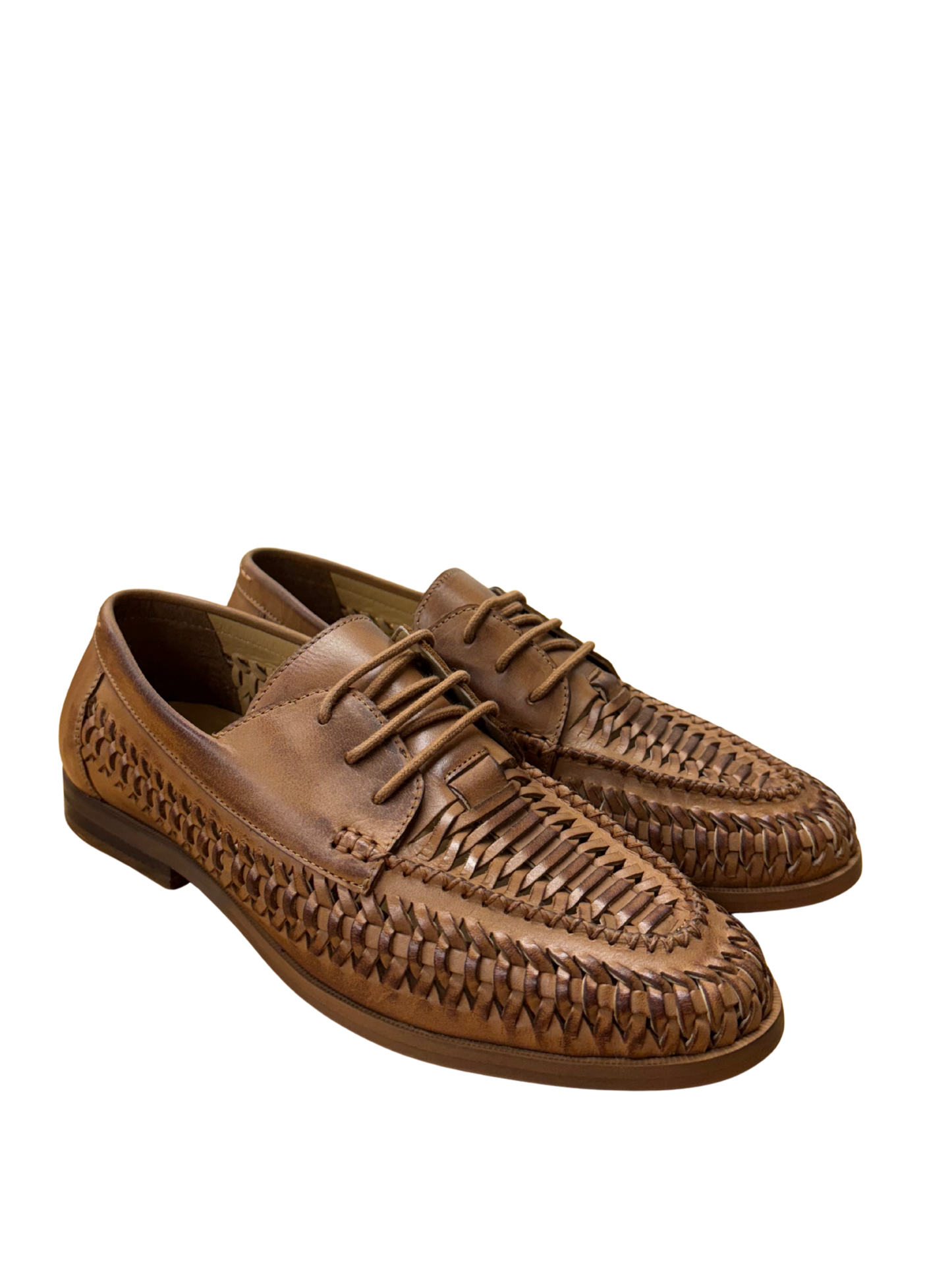 Light Brown Woven Laceup Lowcut Shoes