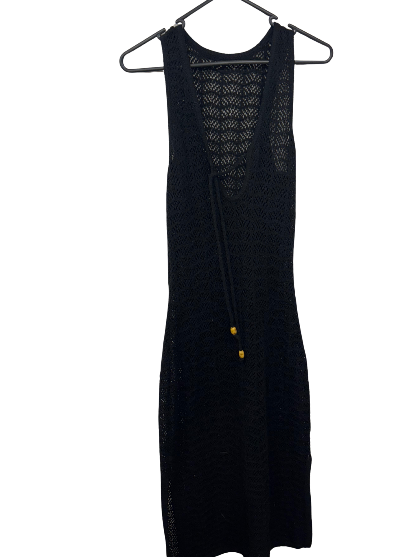 Black Sleeveless Knit Midi Dress